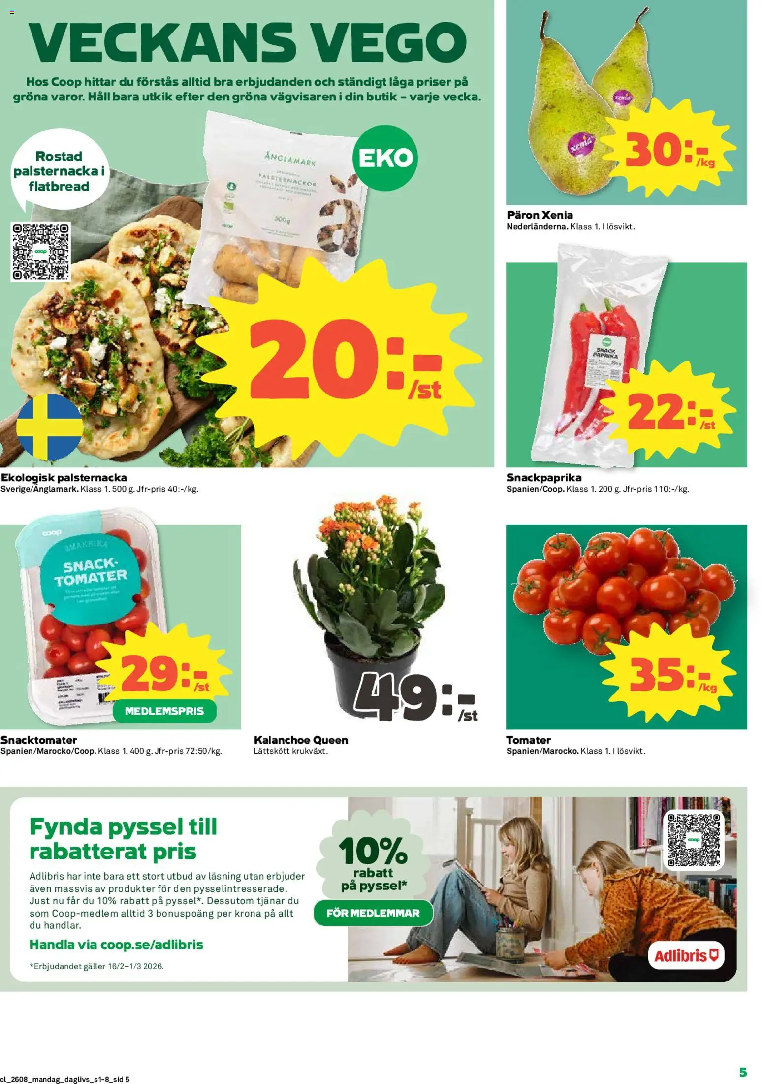 Coop Daglivs reklamblad aktuell från 16.02.2026 | Sida: 5 | Produkter: Galler, Tomater, Häll