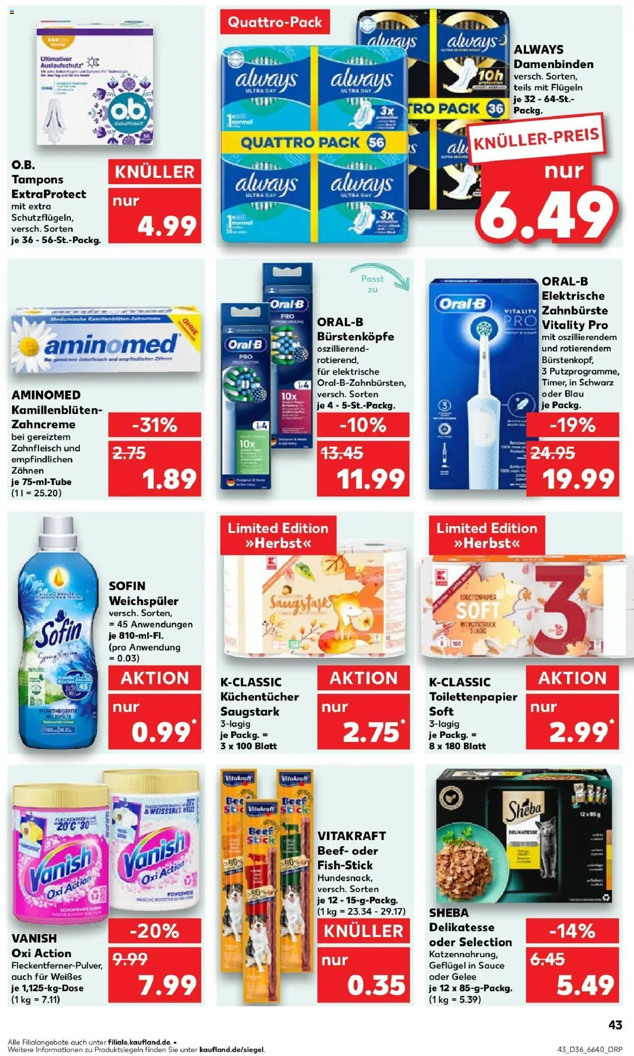 Kaufland prospekt Pfungstadt	 – gültig ab 07.09.2025 | Seite: 43 | Produkte: Sheba, Elektrische zahnbürste, Zahnbürste, Weichspüler