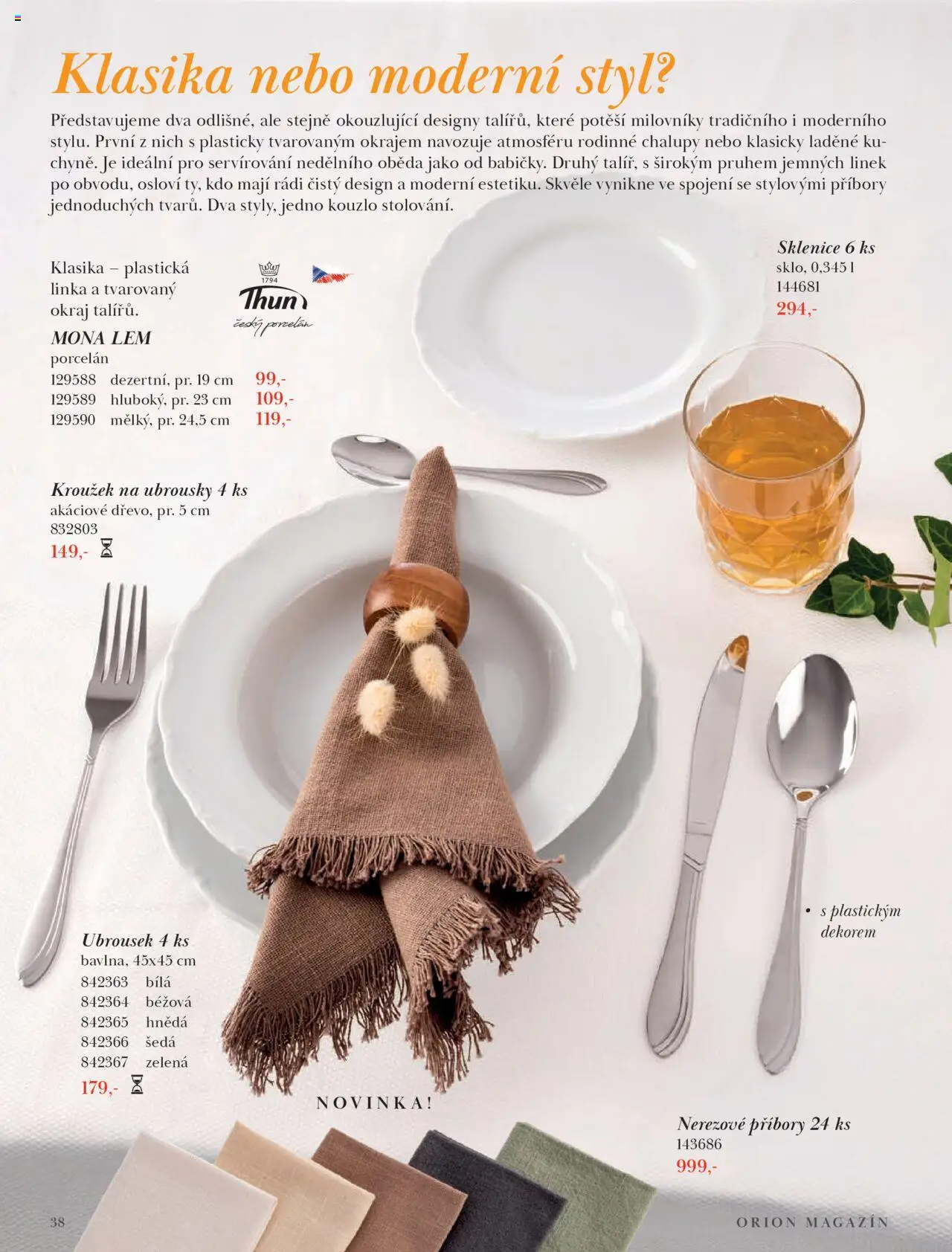 Orion katalog - Podzim/zima od 23.09.2025 | Strana: 38 | Produkty: Ubrousky, Sklenice