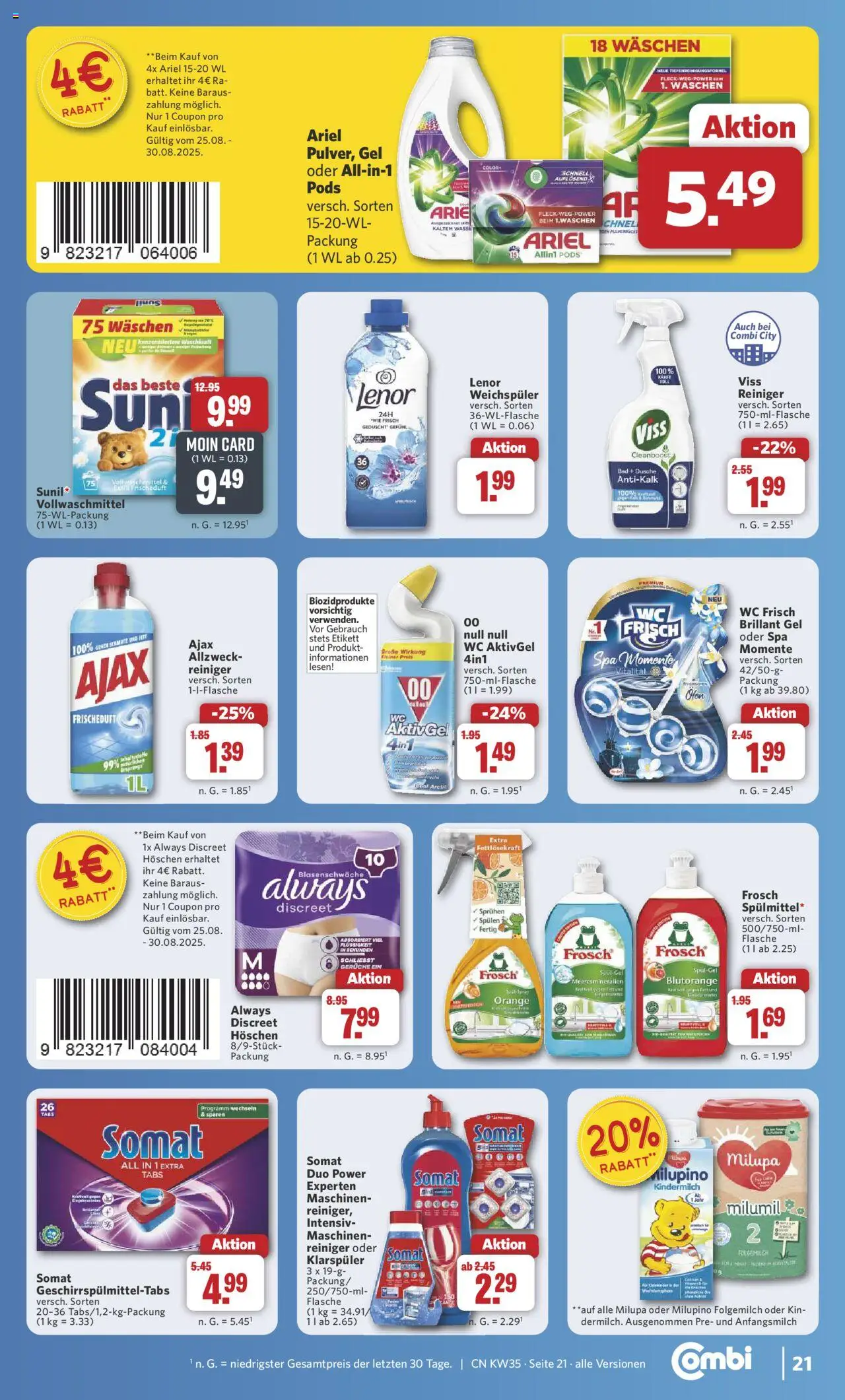Combi Prospekt 	 - gültig ab dem 25.08.2025 | Seite: 28 | Produkte: Lenor, Rum, Bad, Dusche