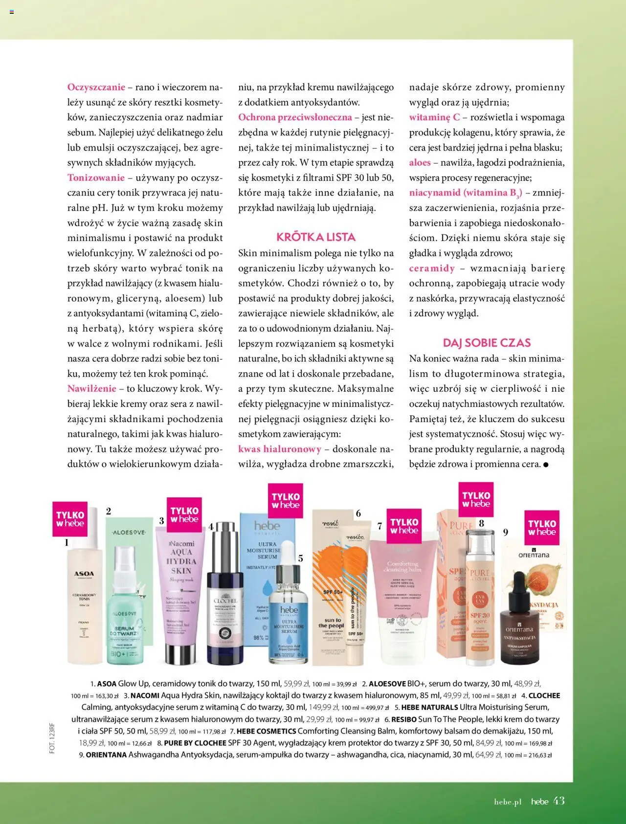 Hebe Gazetka - Magazyn od 01.05.2025 | Strona: 43 | Produkty: Aloes, Krem do twarzy, Tonik, Tonik do twarzy
