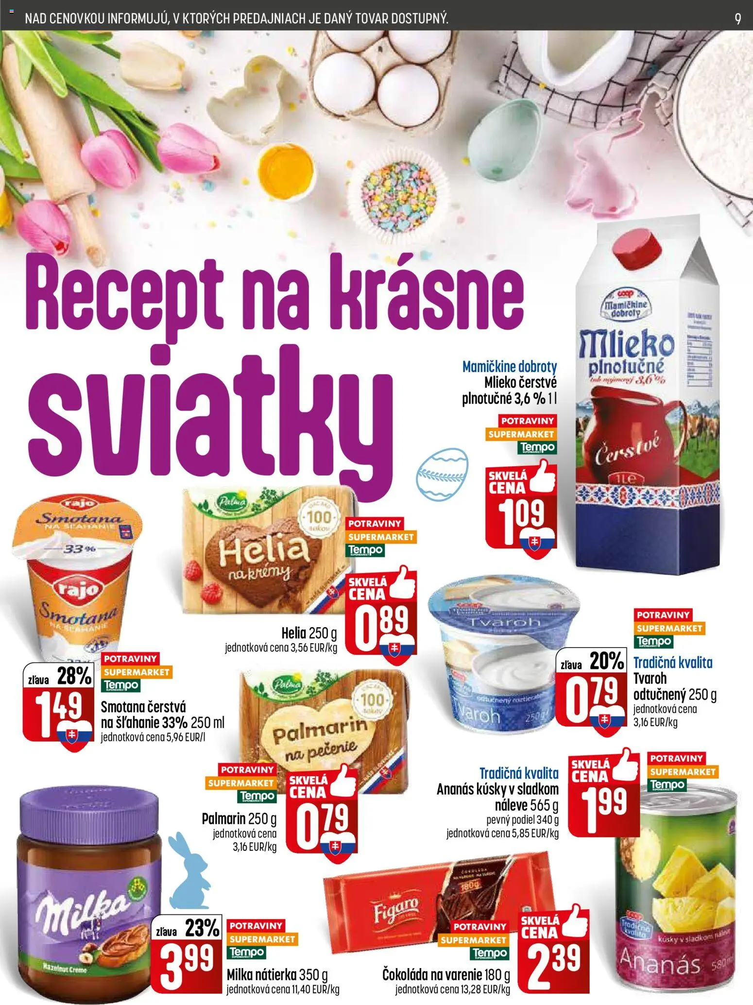 Nové COOP Jednota akcie – leták je platný od 05.03.2026 | Strana: 9 | Produkty: Mlieko, Palmarin, Čokoláda, Milka