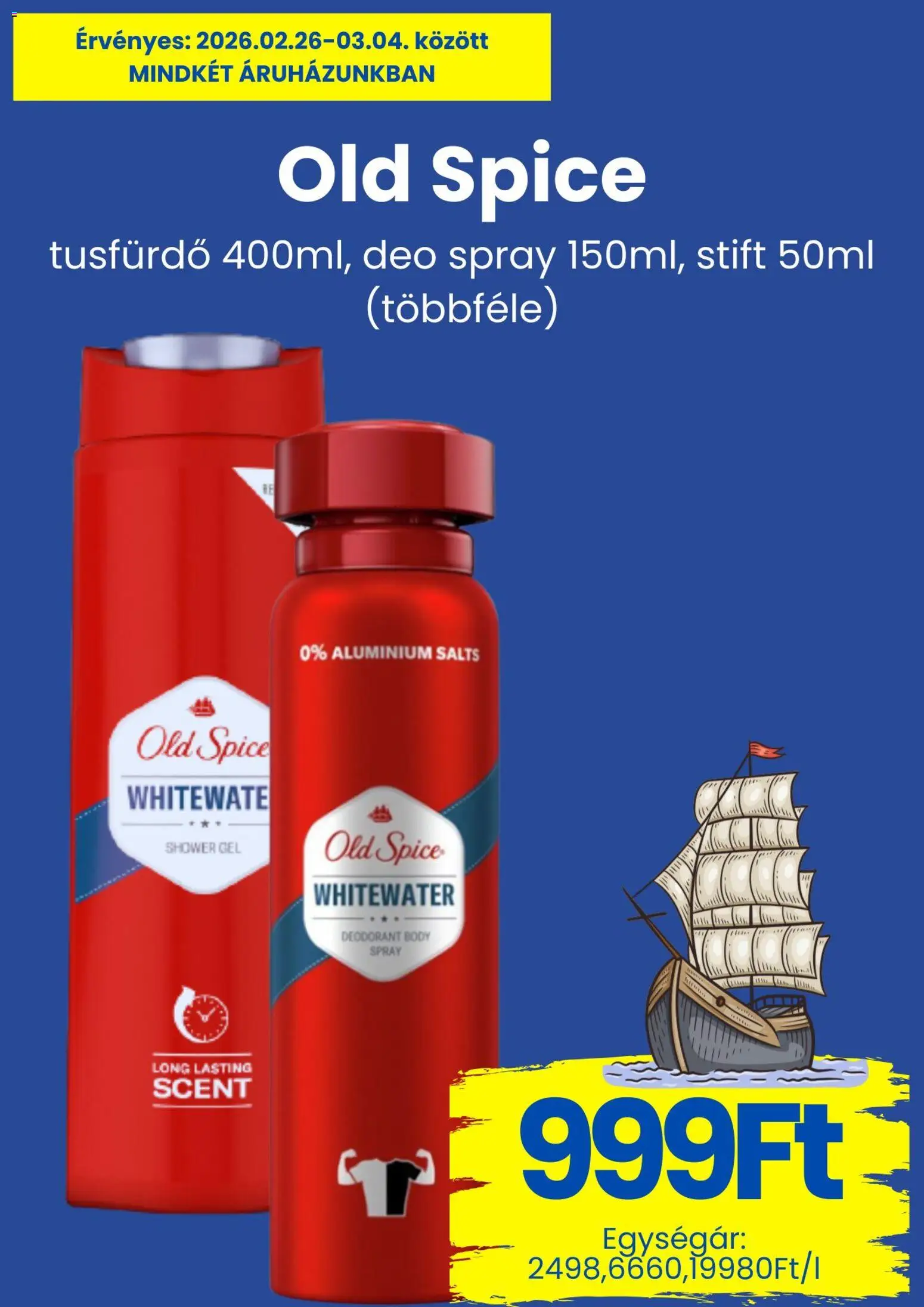 Magnetic akciós ujság - amely érvényes a következő dátumtól: 26.02.2026 | Oldal: 4 | Termékek: Old spice, Body, Stift, Tusfürdő