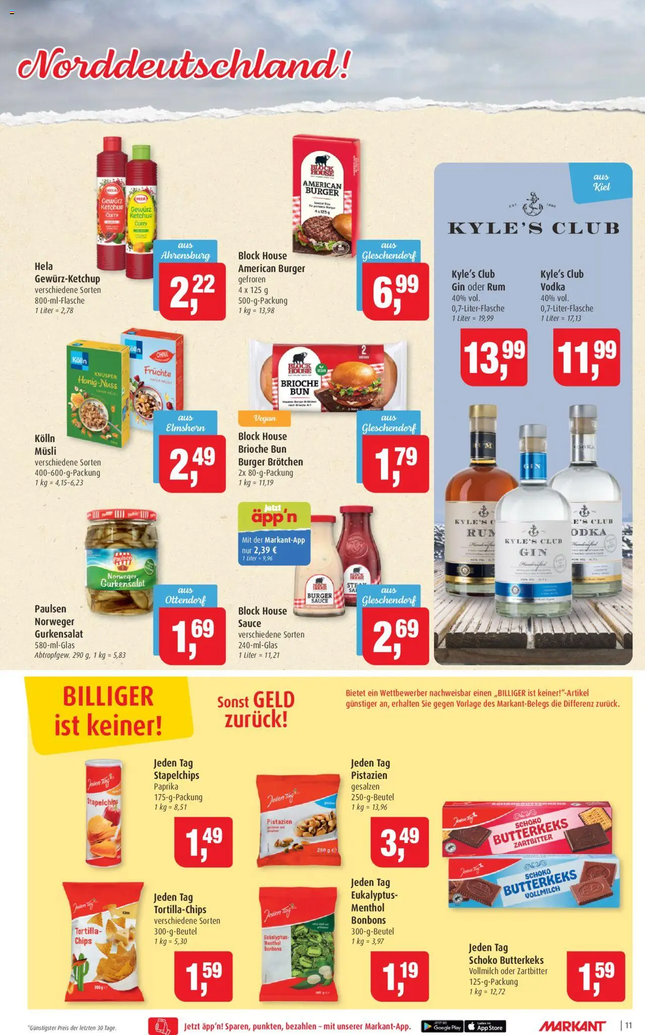 Markant Prospekt 	 - gültig ab dem 11.08.2025 | Seite: 11 | Produkte: Burger, Vodka, Chips, Ketchup