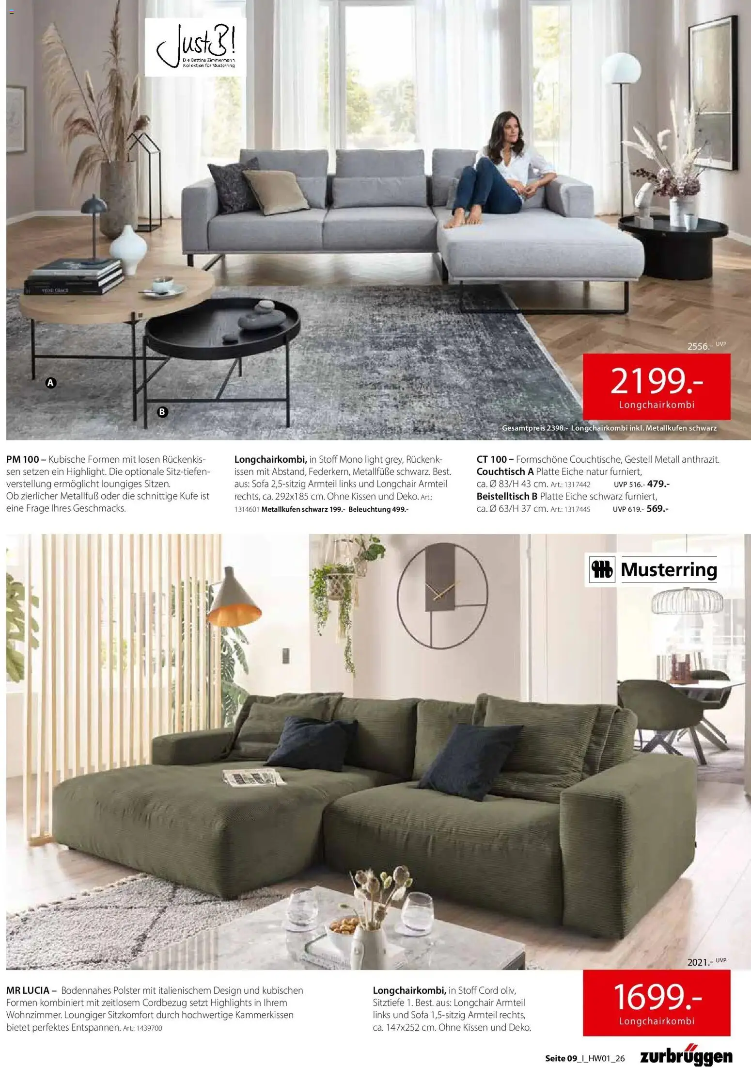 Zurbrüggen - Zurbrüggen: Ihr Einrichtungshaus der Extraklasse – gültig ab 26.03.2026 | Seite: 9 | Produkte: Beistelltisch, Kissen, Sofa, Couchtisch