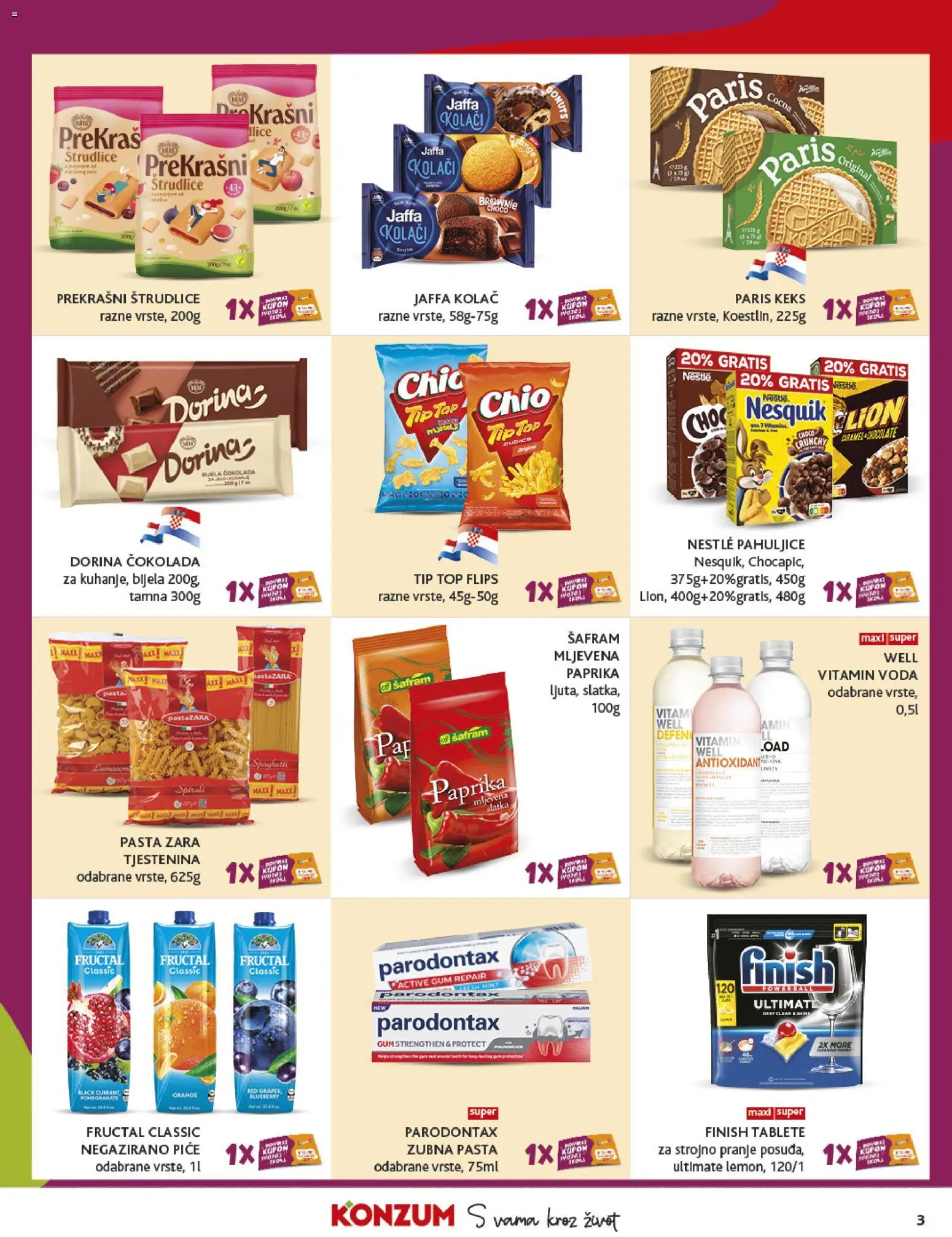 Konzum katalog | vrijedi od 05.11.2025 | Stranica: 3 | Proizvodi: Flips, Paprika, Keks, Voda