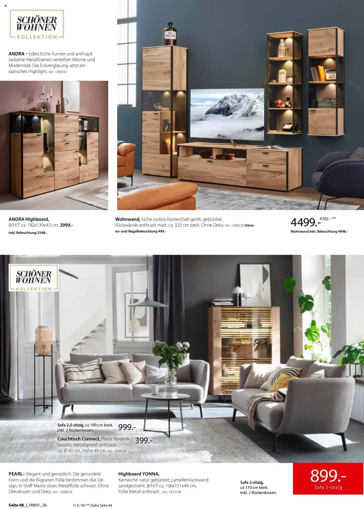 Zurbrüggen Ihr Einrichtungshaus der Extraklasse – gültig ab 27.03.2026 | Seite: 8 | Produkte: Wohnwand, HIghboard, Sofa, Couchtisch