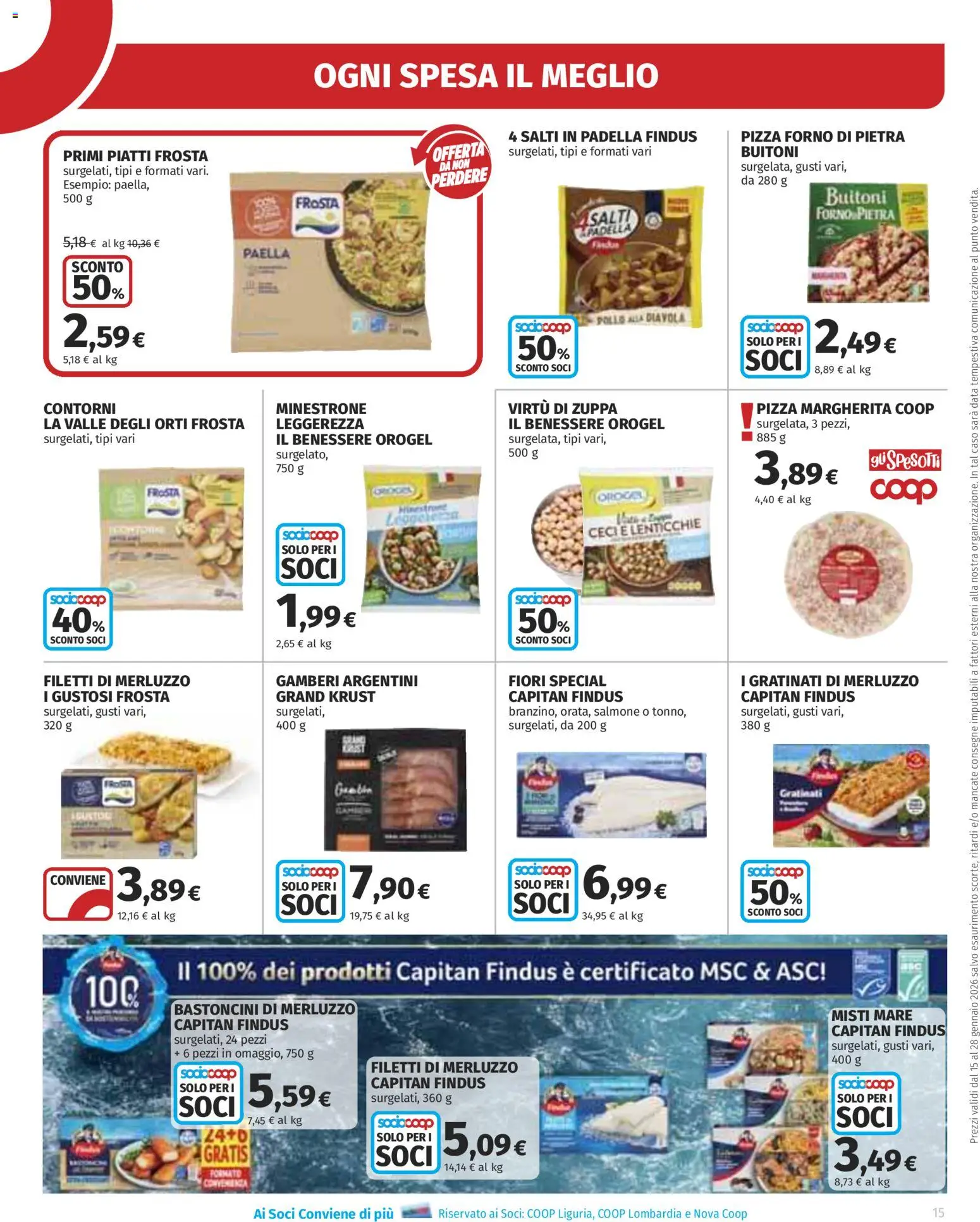 Volantino Ipercoop del 15.01.2026 | Pagina: 15 | Prodotti: Pizza, Gamberi, Lenticchie, Padella