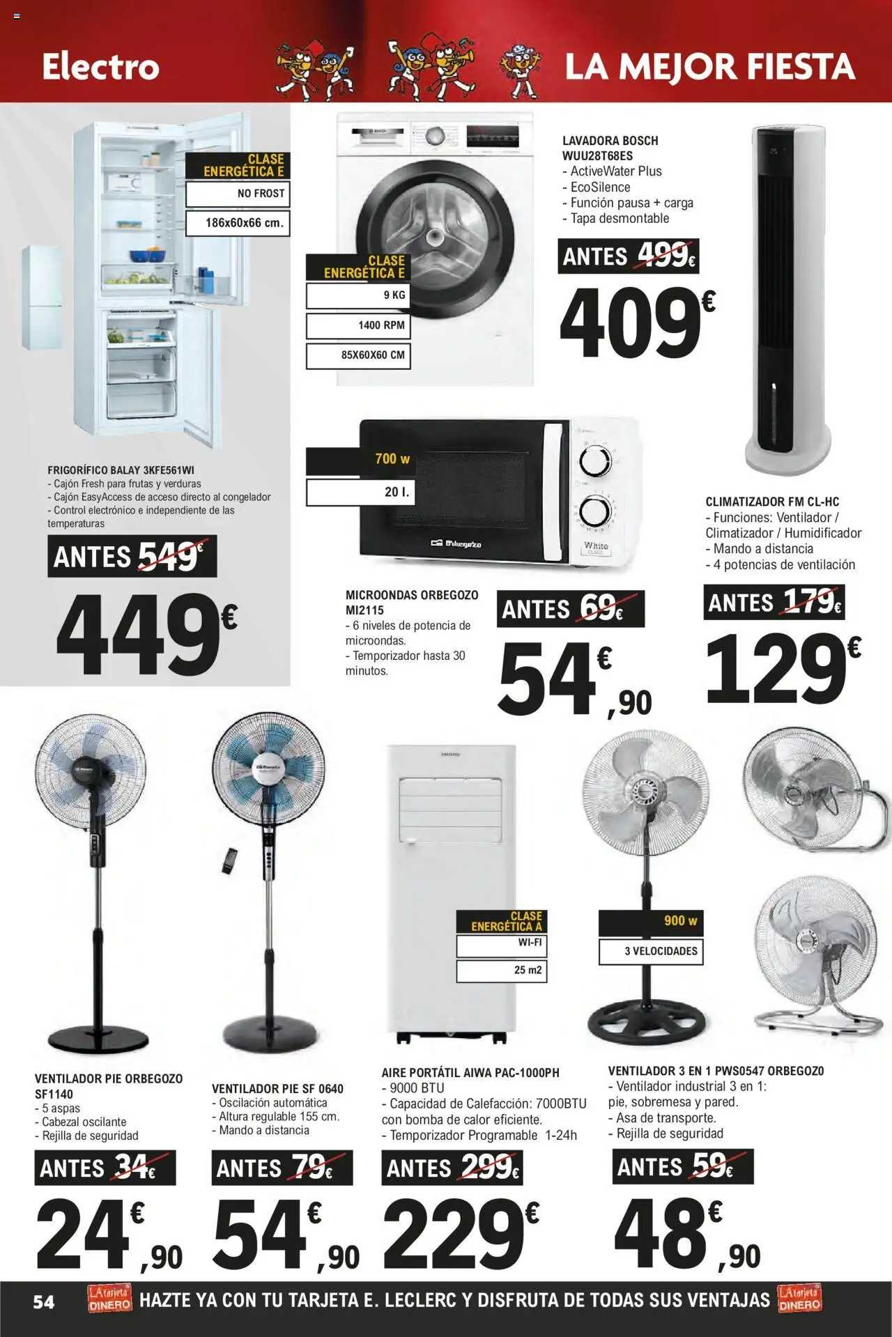 E.Leclerc - Descubre la Calidad y Frescura  │ válido desde el 18.06.2025 | Página: 54 | Productos: Congelador, Lavadora, Ventilador