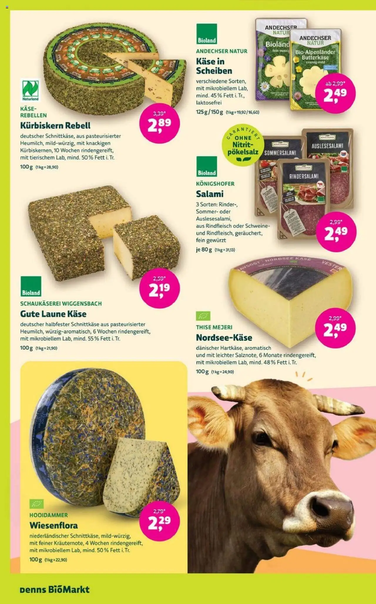 Denns BioMarkt Angebote - gültig ab dem 13.08.2025 | Seite: 4 | Produkte: Käse, Salami, Rindfleisch