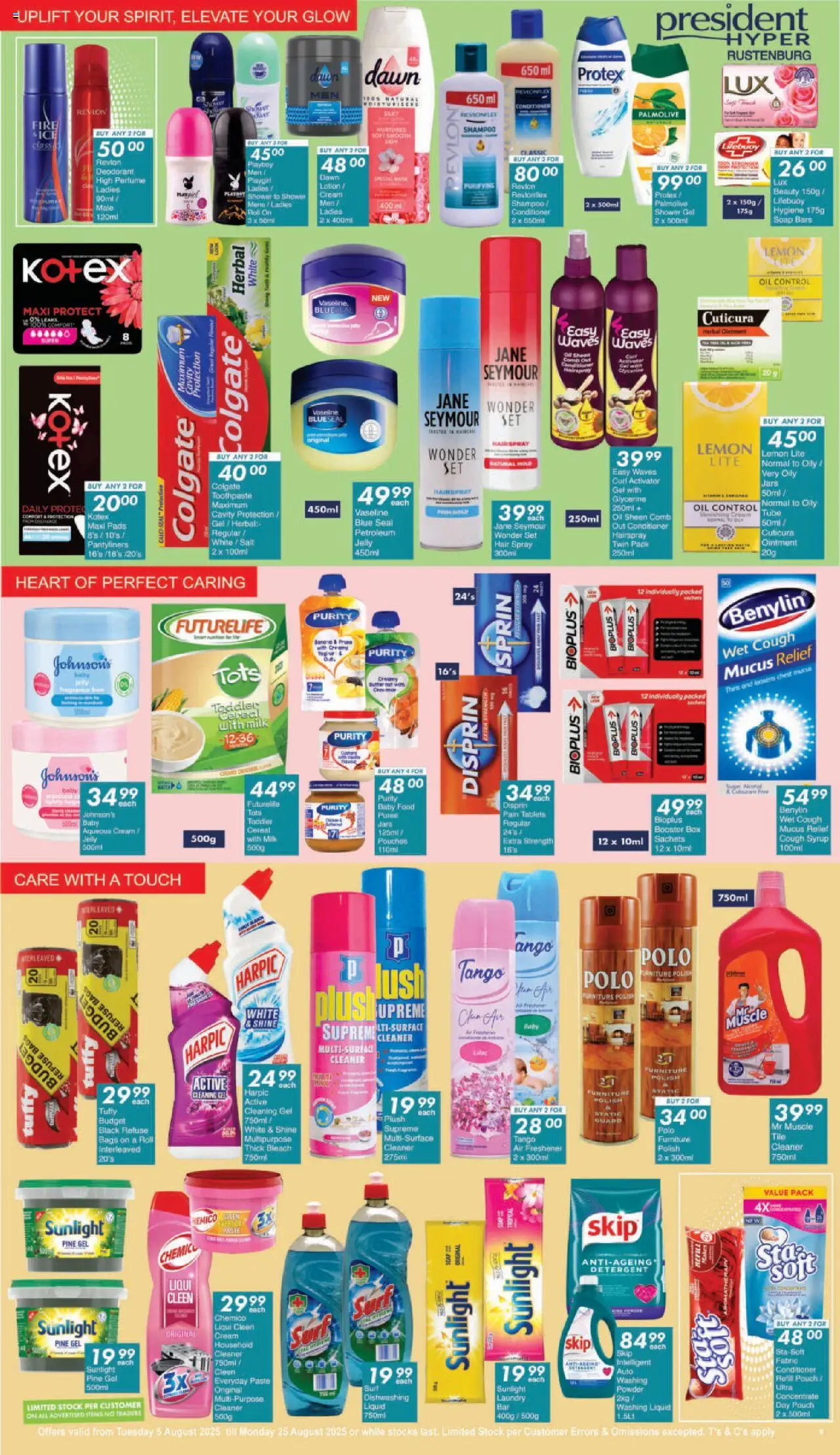 President Hyper Specials │ valid from 05.08.2025 | Page: 6 | Products: Pads, Cough syrup, Perfume, Cream