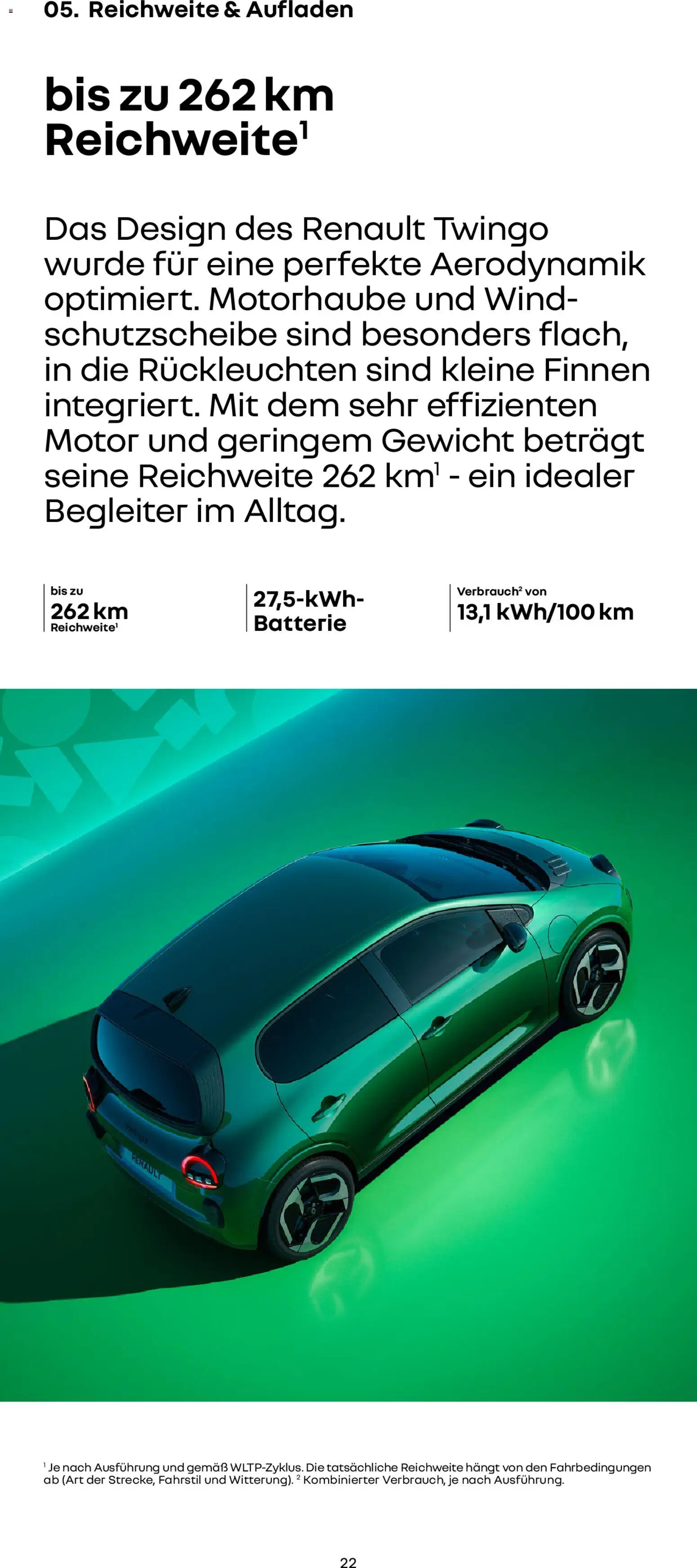 Renault Prospekt Twingo E-Tech	 – gültig ab 24.02.2026 | Seite: 22 | Produkte: Gewicht, Batterie