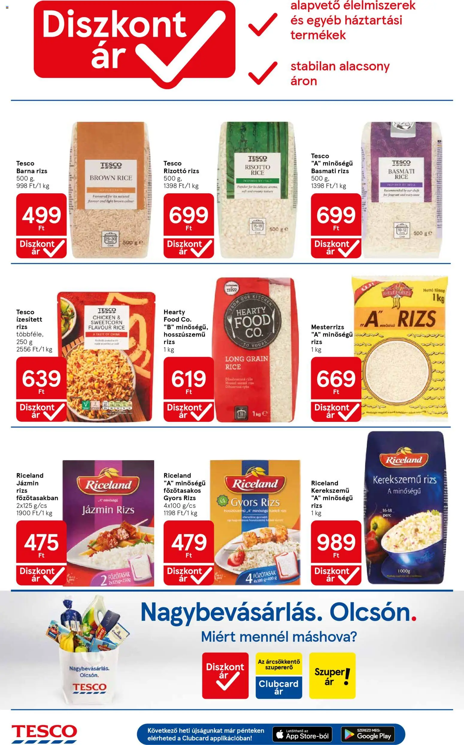 Tesco akciós ujság - amely érvényes a következő dátumtól: 02.01.2026 | Oldal: 8 | Termékek: Rizottó rizs, Jázmin rizs, Gyors rizs, Basmati rizs