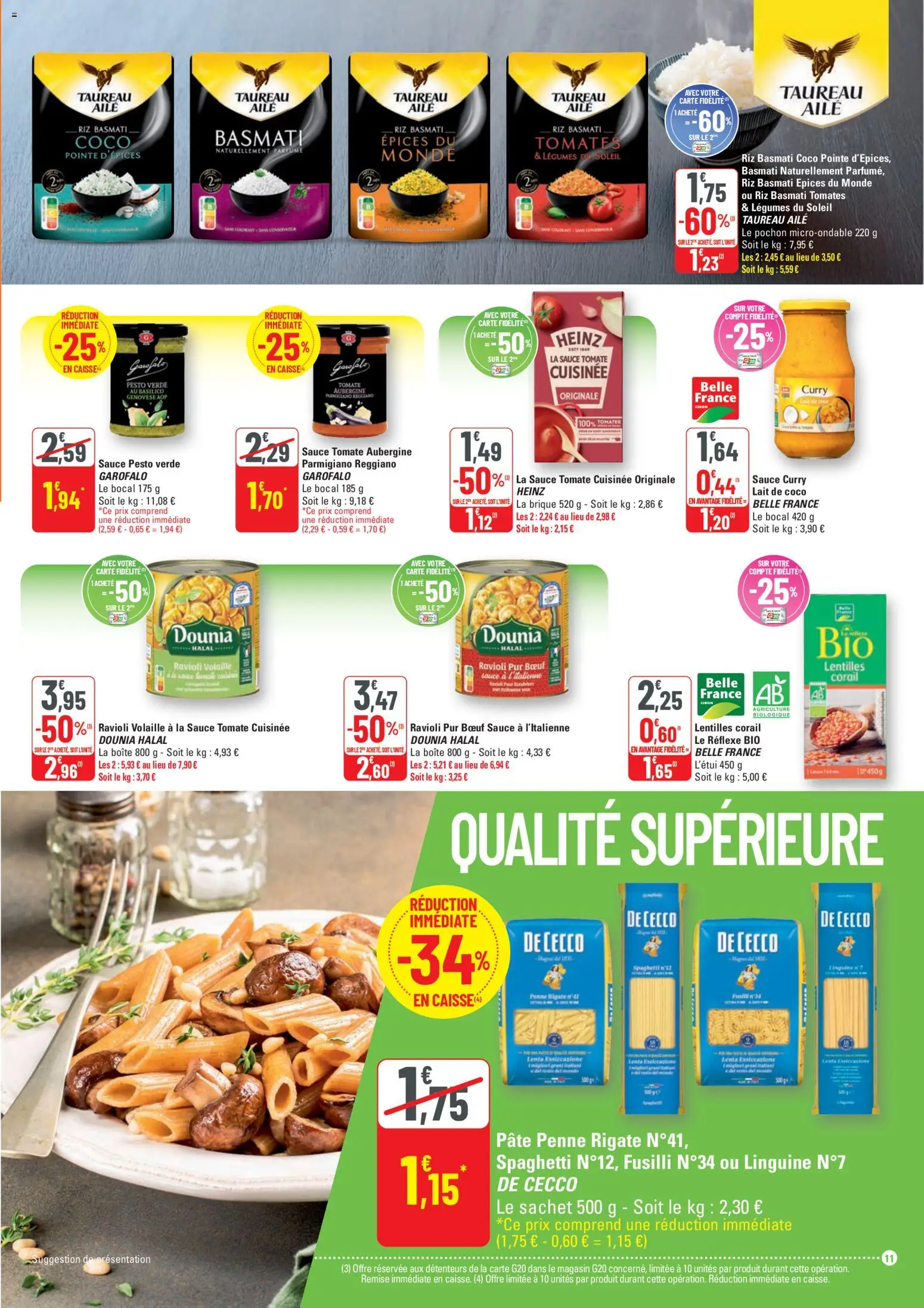 {H1} | Page: 11 | Produits: Fusilli, Volaille, Lait, Tomates
