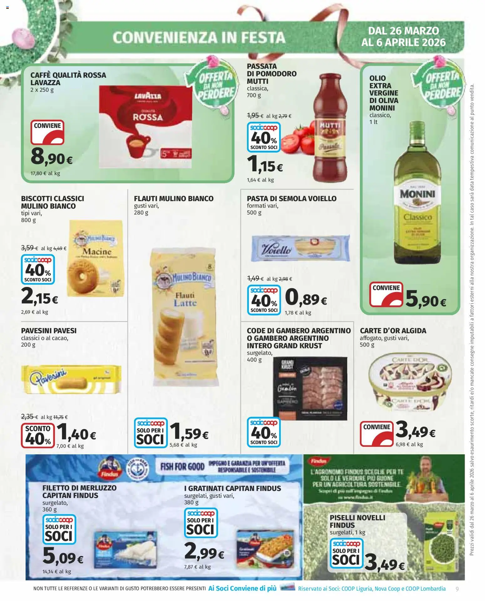 Volantino COOP del 26.03.2026 | Pagina: 9 | Prodotti: Merluzzo, Latte, Piselli, Mutti