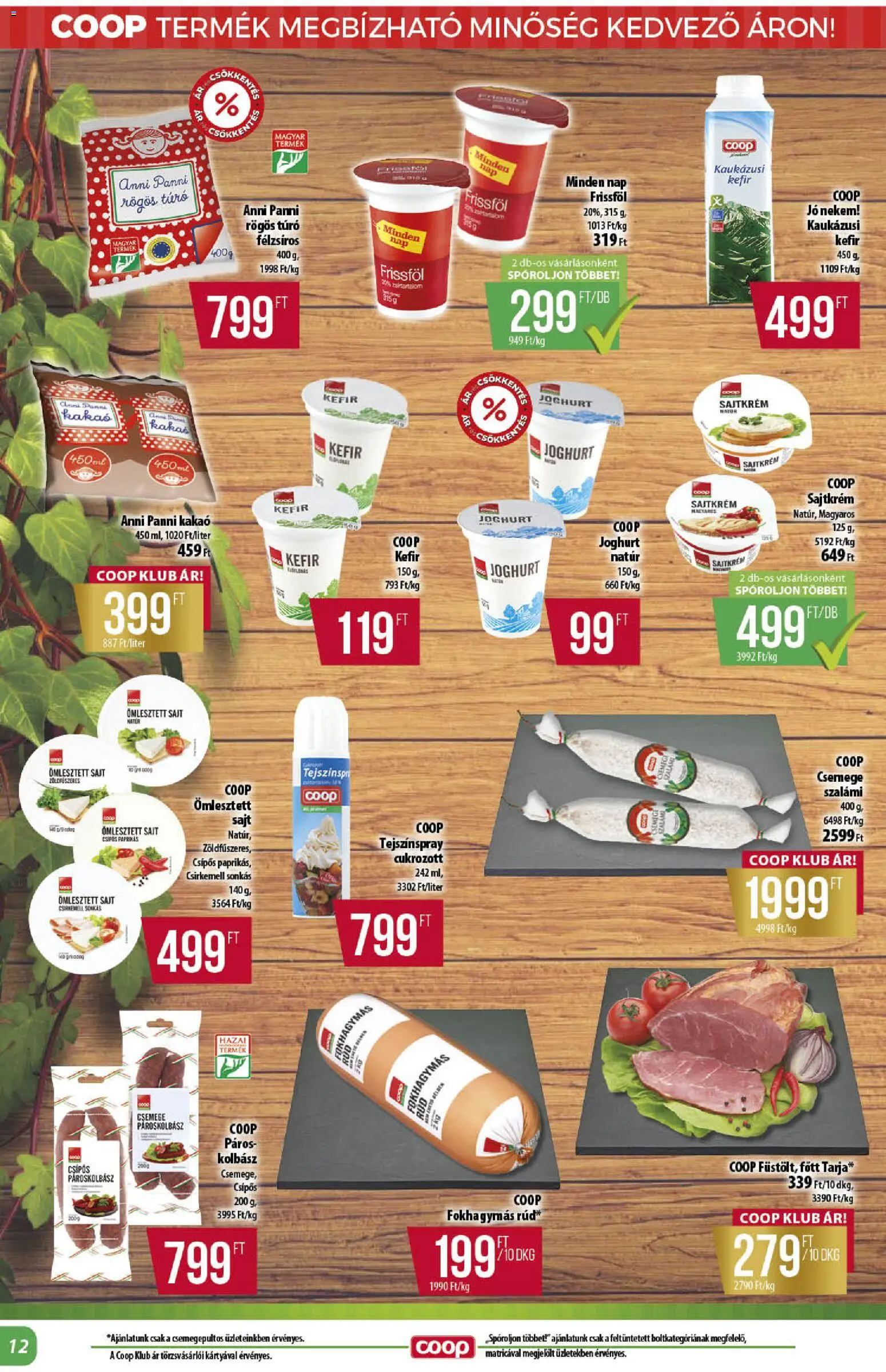 COOP akciós ujság - amely érvényes a következő dátumtól: 20.11.2025 | Oldal: 12 | Termékek: Kolbász, Kefir, Szalámi, Túró
