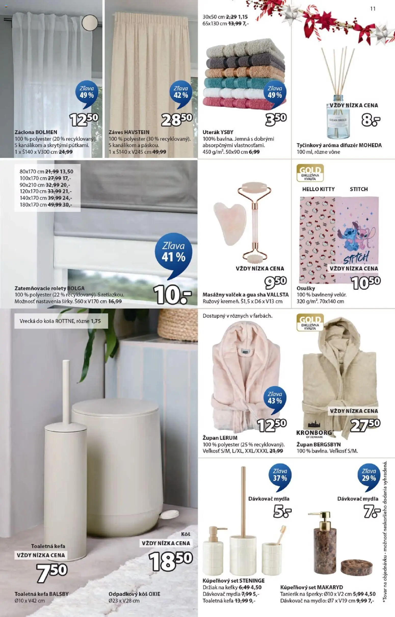 Nové JYSK akcie – leták je platný od 10.12.2025 | Strana: 11 | Produkty: Rolety, Difúzer, Aroma difúzer, Uterák