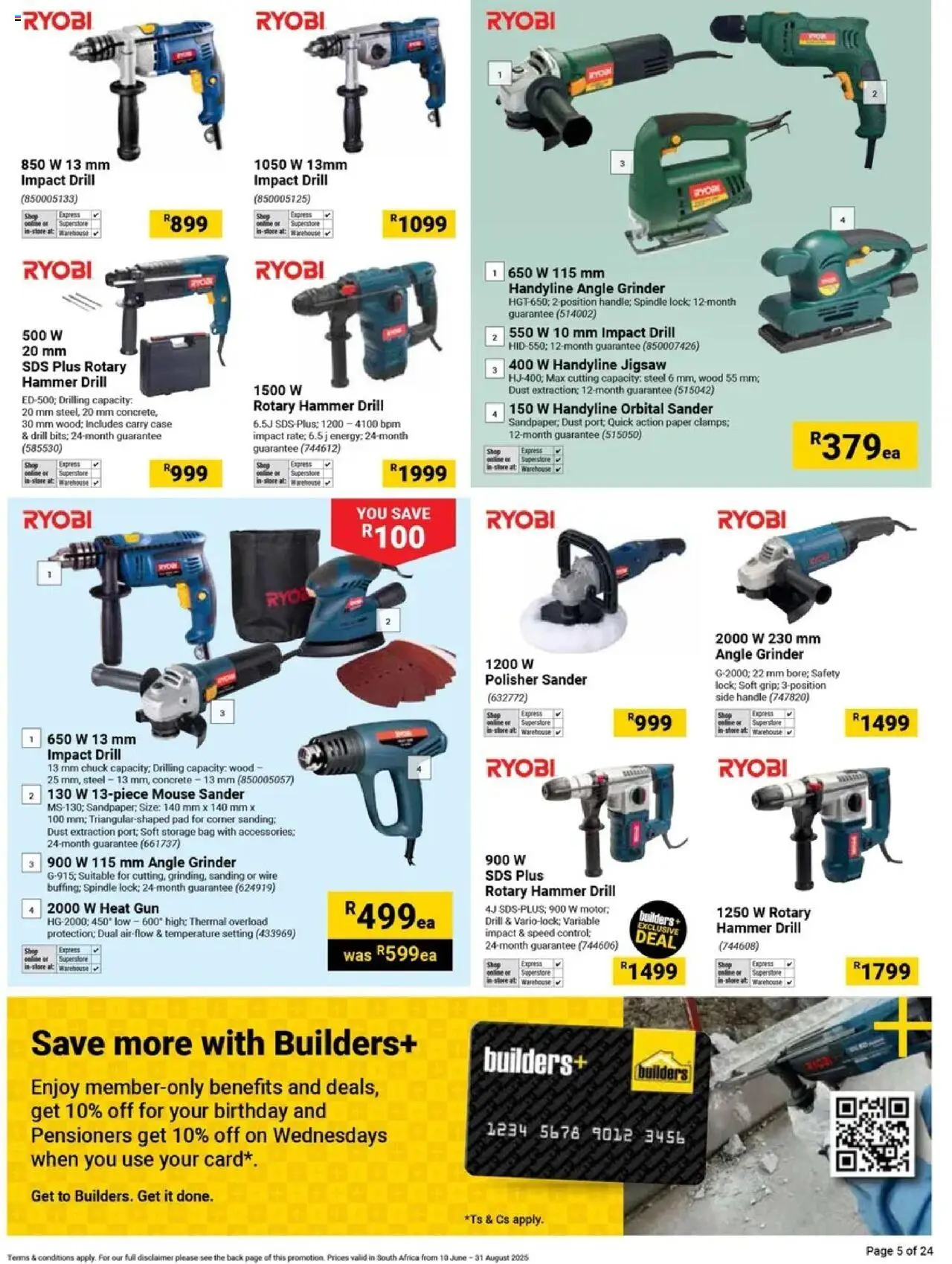 Builders - It's Tools That Can Keep Up Day │ valid from 10.06.2025 | Page: 5 | Products: Grinder, Lock, Drill, Jigsaw