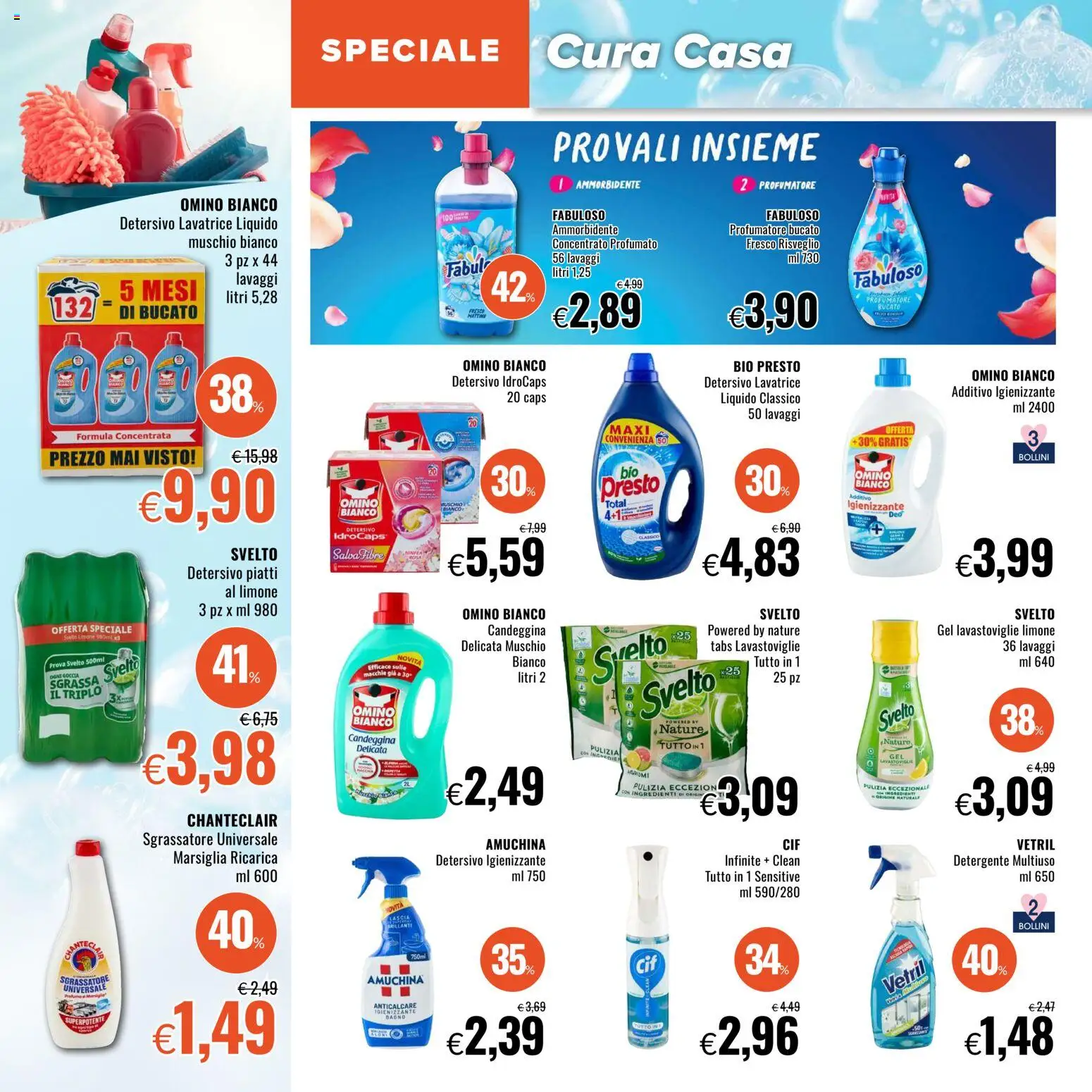 Volantino Famila del 09.04.2026 | Pagina: 18 | Prodotti: Ammorbidente, Detergente, Candeggina, Limone