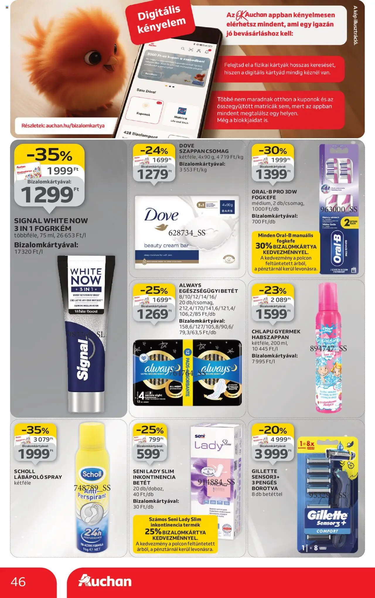 Auchan akciós ujság - amely érvényes a következő dátumtól: 09.10.2025 | Oldal: 46 | Termékek: Borotva, Szappan, Fogkefe