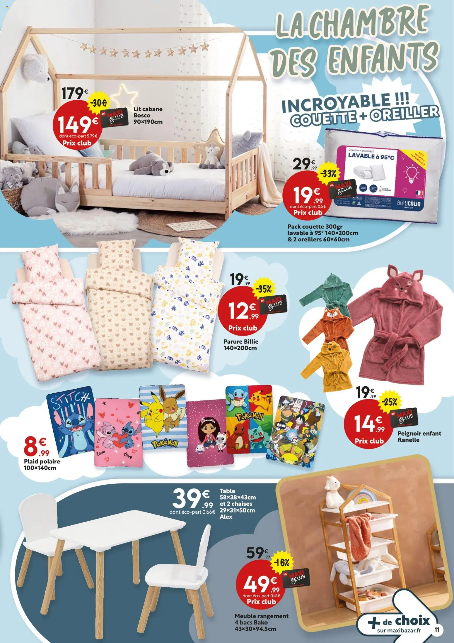 {H1} | Page: 11 | Produits: Peignoir, Oreiller, Table, Lit cabane