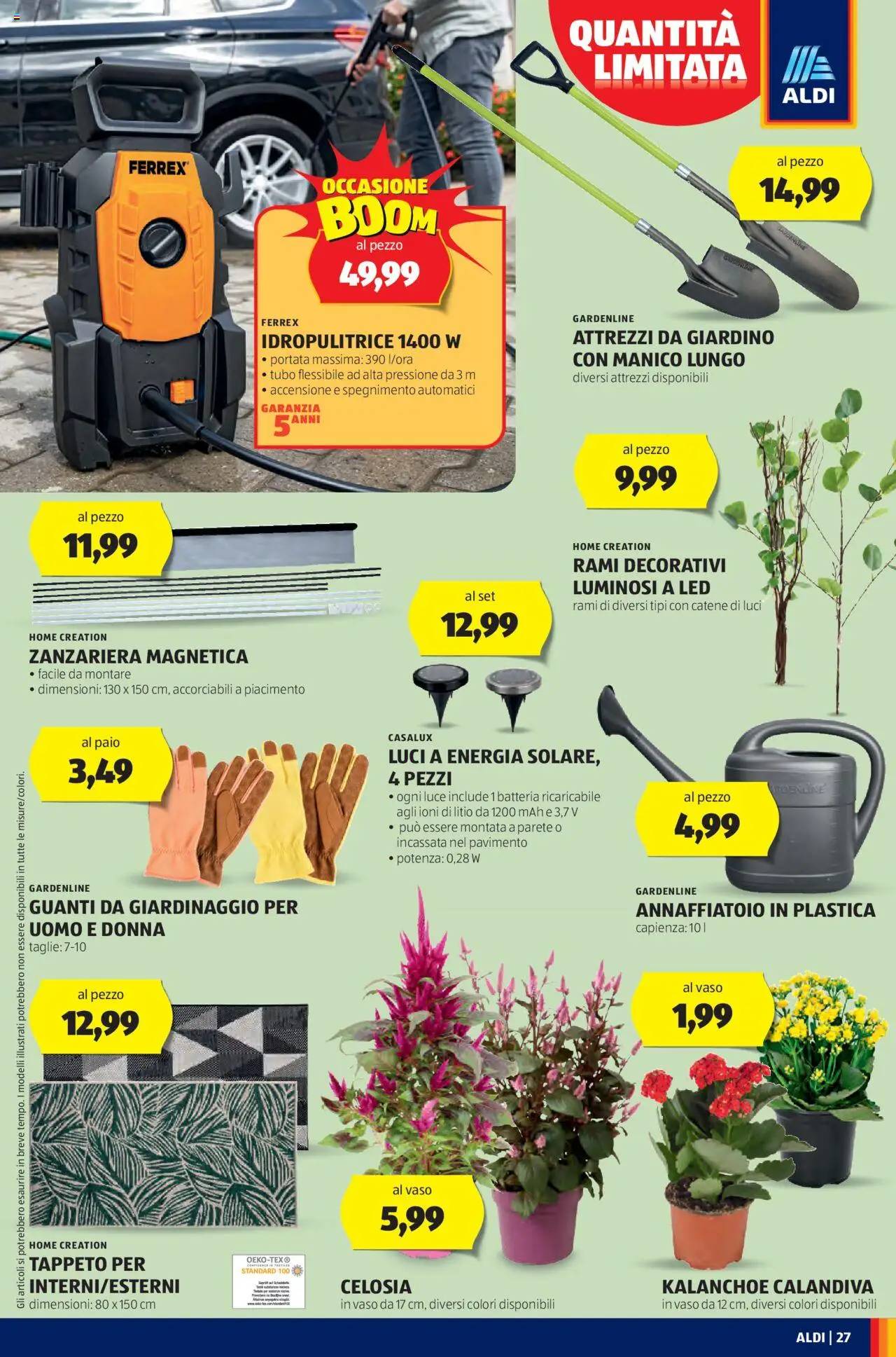 Volantino Aldi del 09.06.2025 | Pagina: 27 | Prodotti: Annaffiatoio, Guanti, Zanzariera, Tappeto