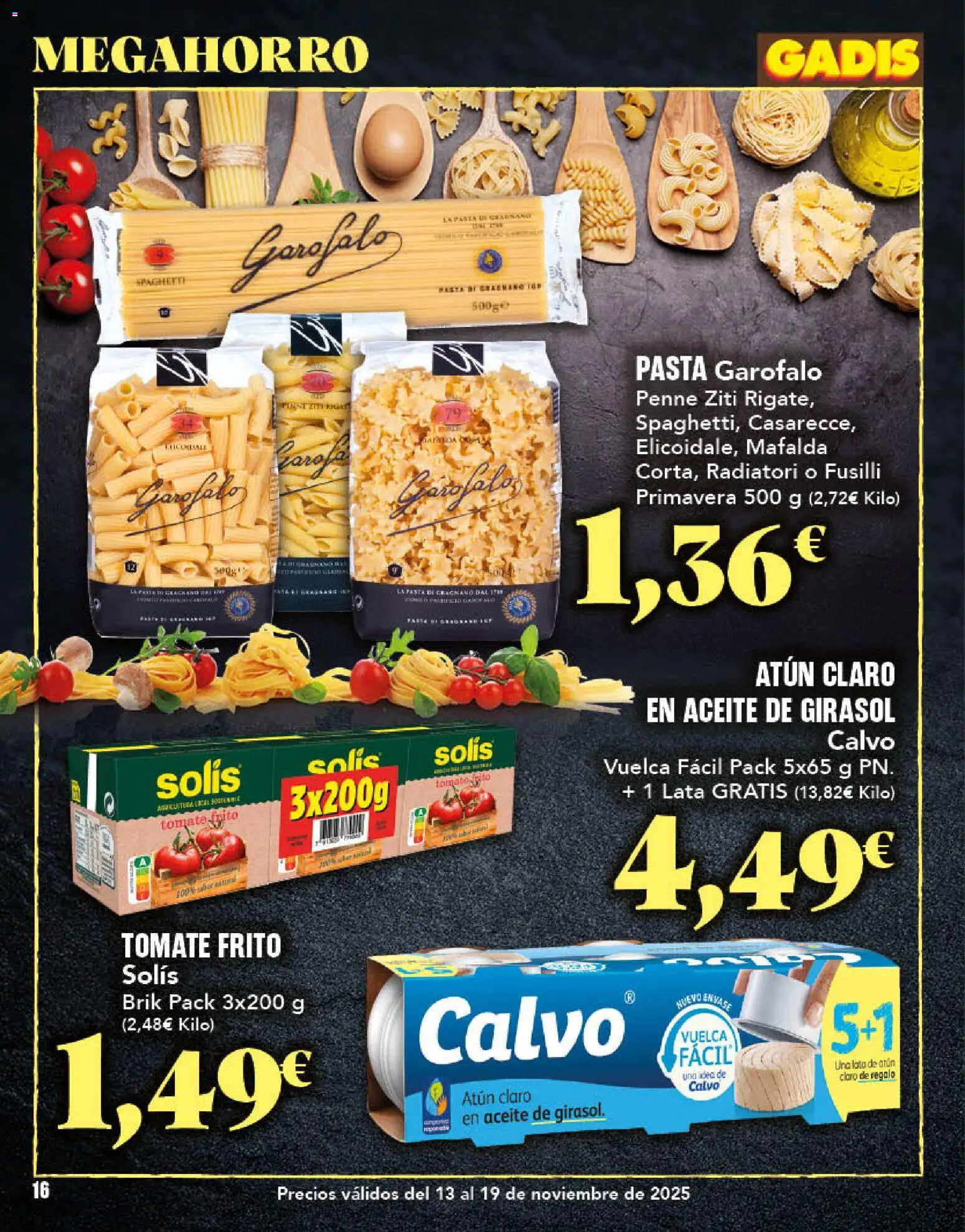 Gadis - folleto │ válido desde el 13.11.2025 | Página: 16 | Productos: Aceite, Pasta, Aceite de girasol, Atún claro
