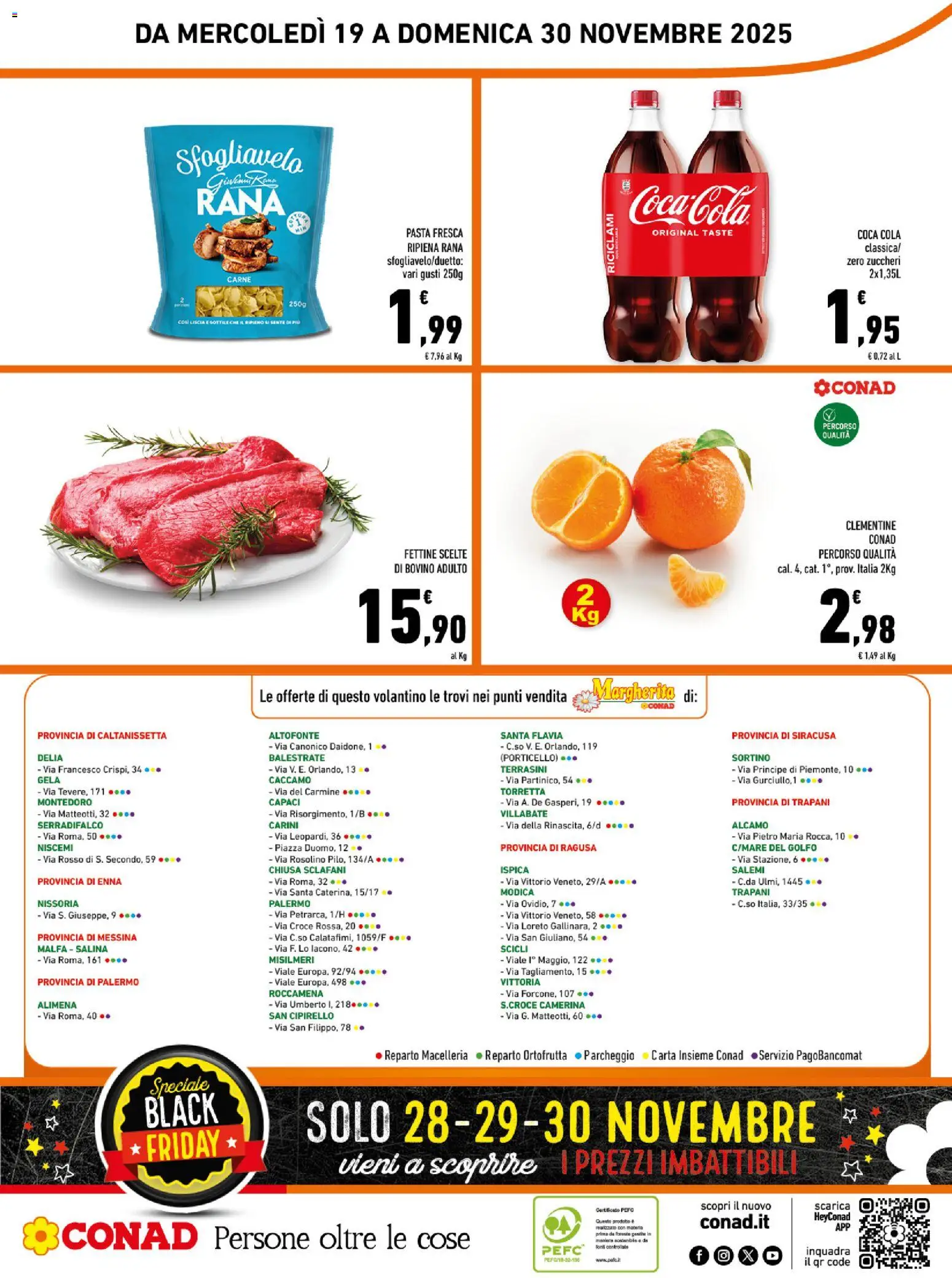 Volantino Conad del 19.11.2025 | Pagina: 16 | Prodotti: Bovino, Pasta, Coca Cola