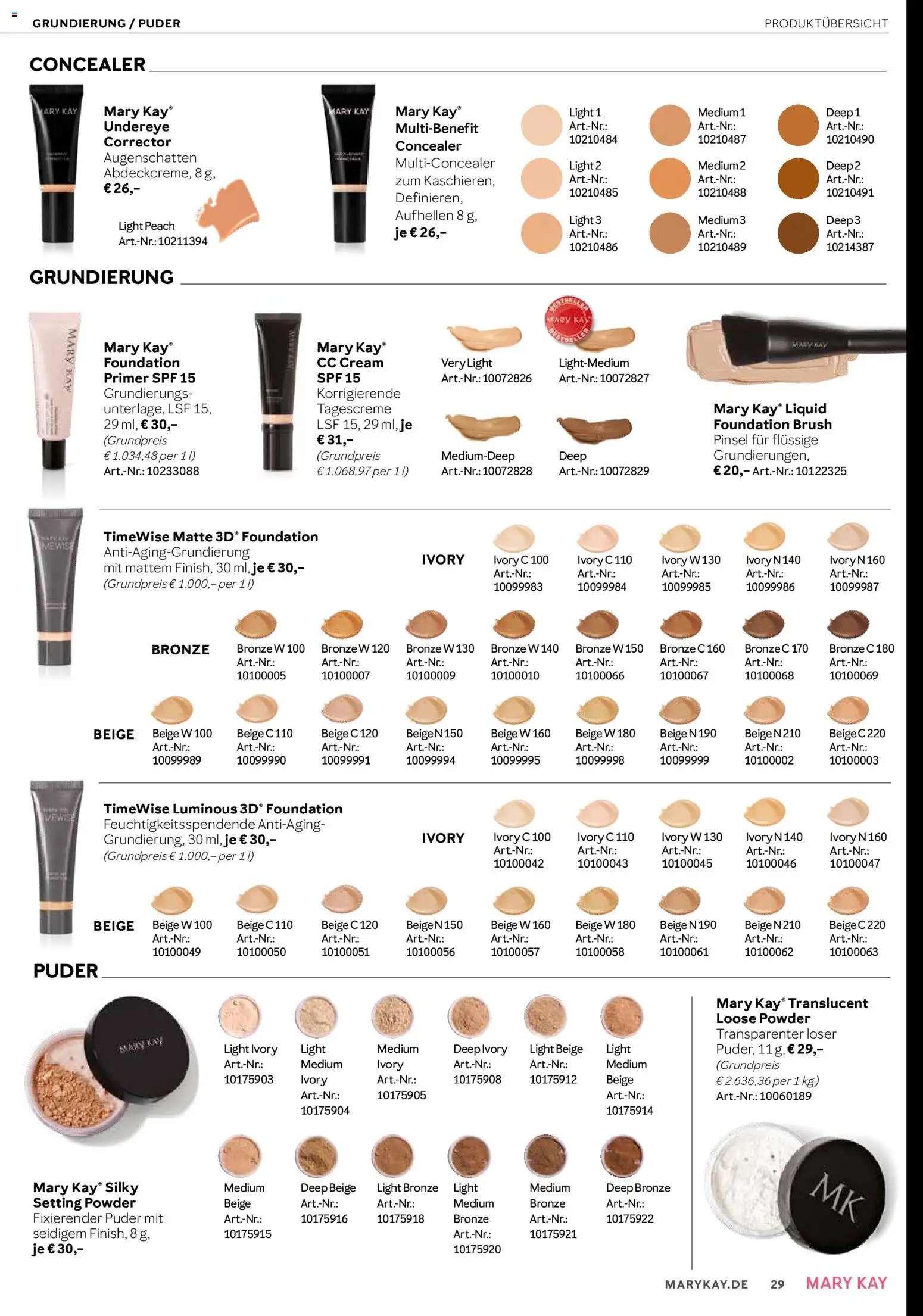 Mary Kay Katalog – gültig ab 15.01.2026 | Seite: 29 | Produkte: Puder, CC Cream, Foundation, Primer