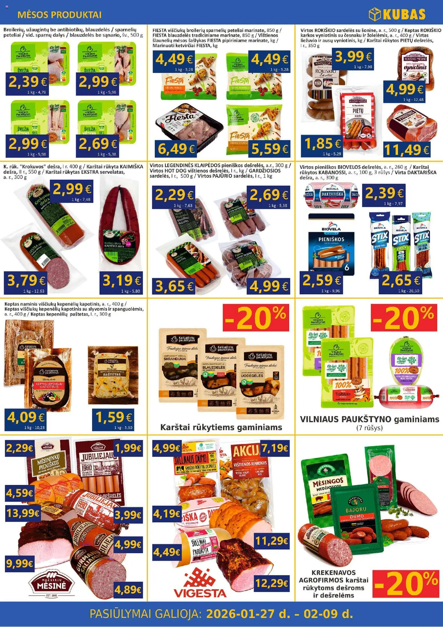 Kubas akcijos nuo 27.01.2026 | Puslapis: 3 | Prekių: Sardelės, Vištienos, Saliamis, Dešra