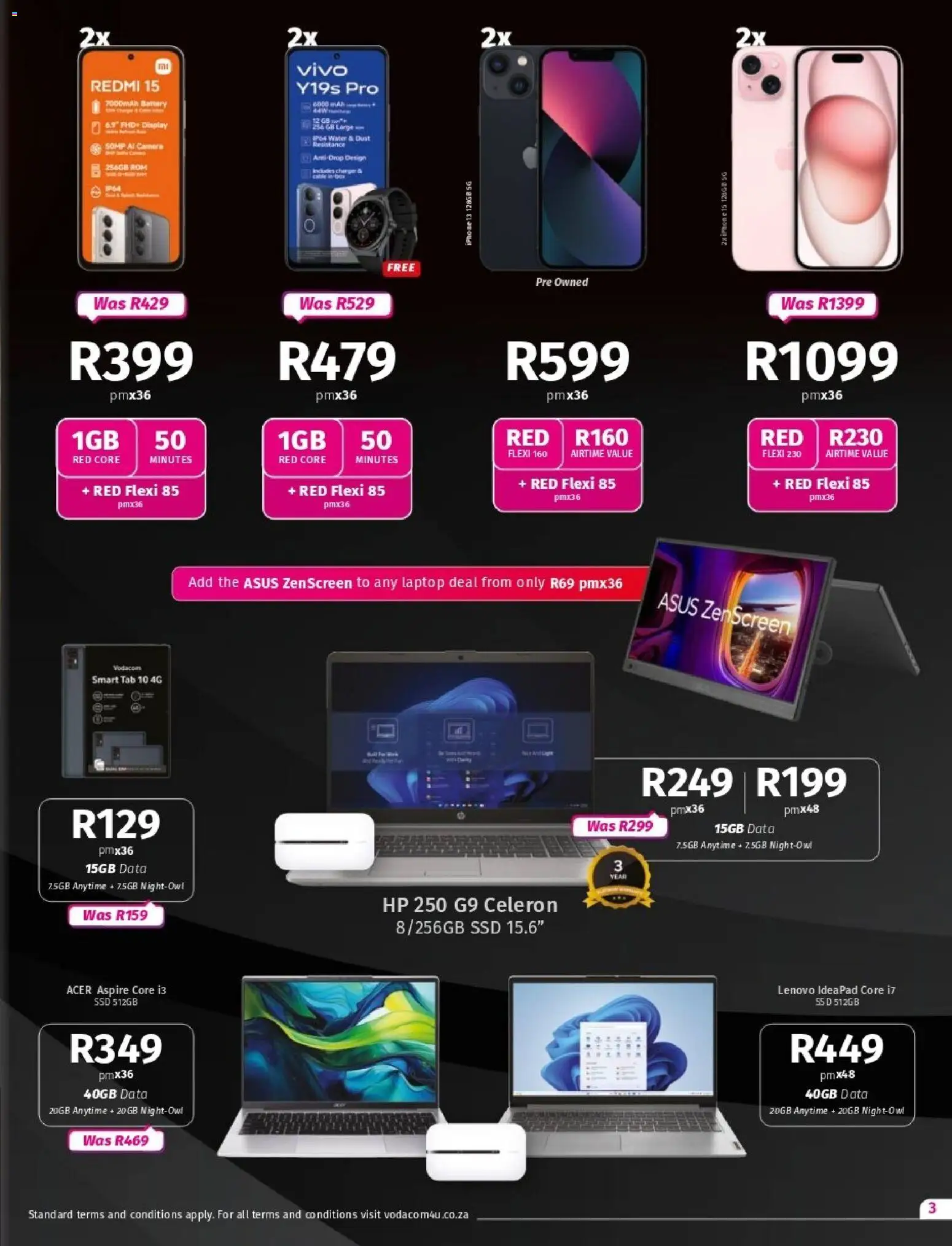 New Vodacom catalogue – valid from 07.11.2025 | Page: 3 | Products: Data, Camera, Battery, Water