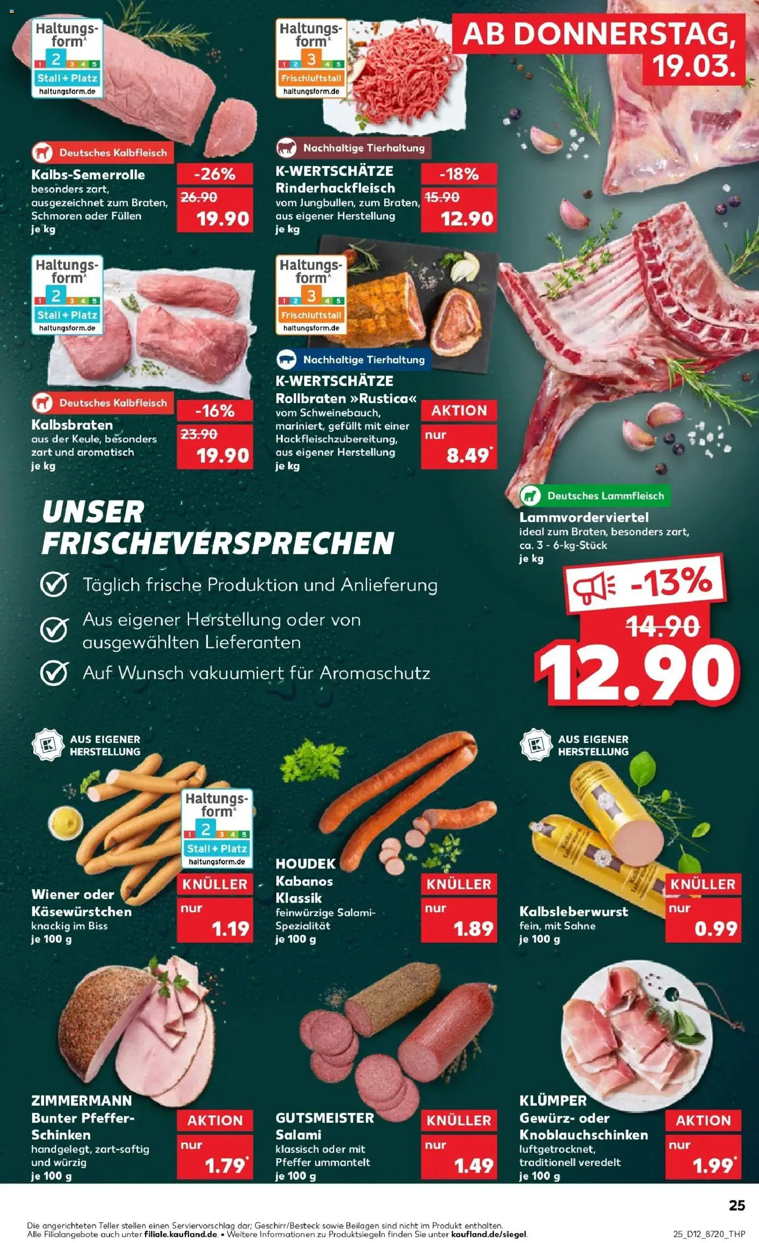 Kaufland Prospekt Eggenfelden	 – gültig ab 19.03.2026 | Seite: 25 | Produkte: Schweinebauch, Salami, Schinken, Sahne