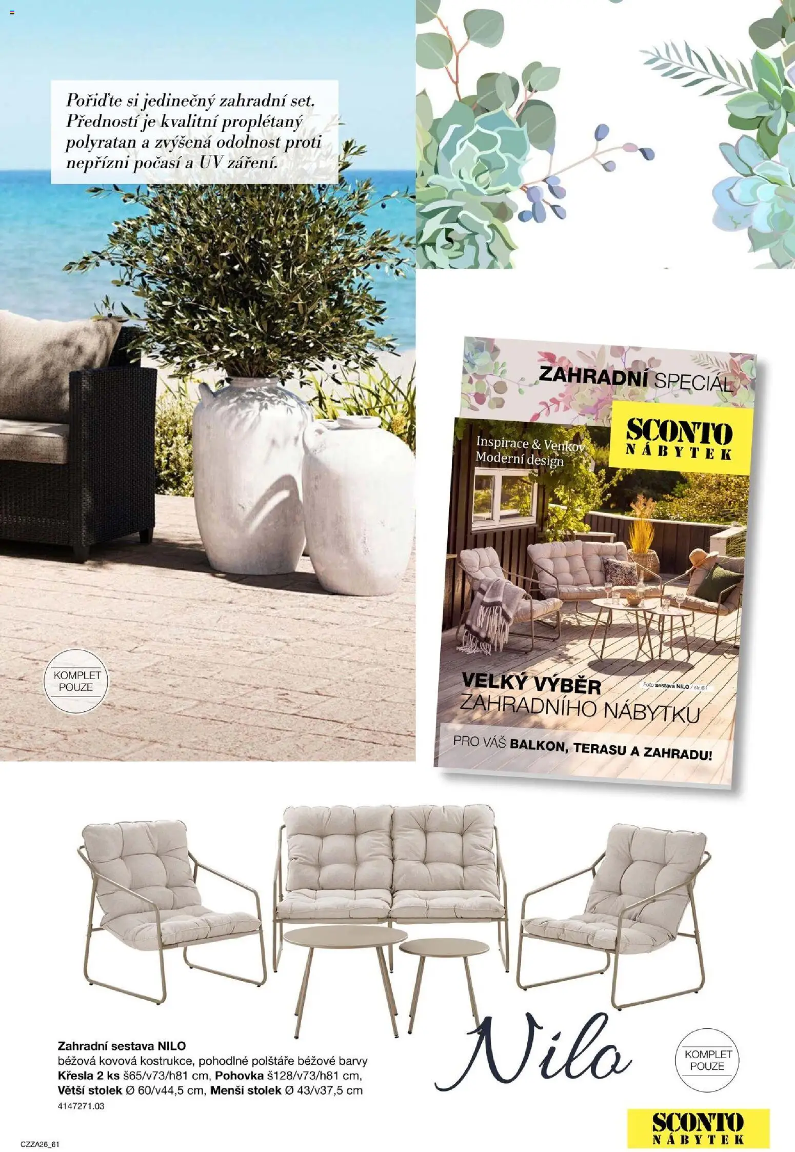 Sconto nábytek katalog - Zahradní speciál od 01.01.2026 | Strana: 61 | Produkty: Polštáře, Křesla, Nábytek, Pohovka