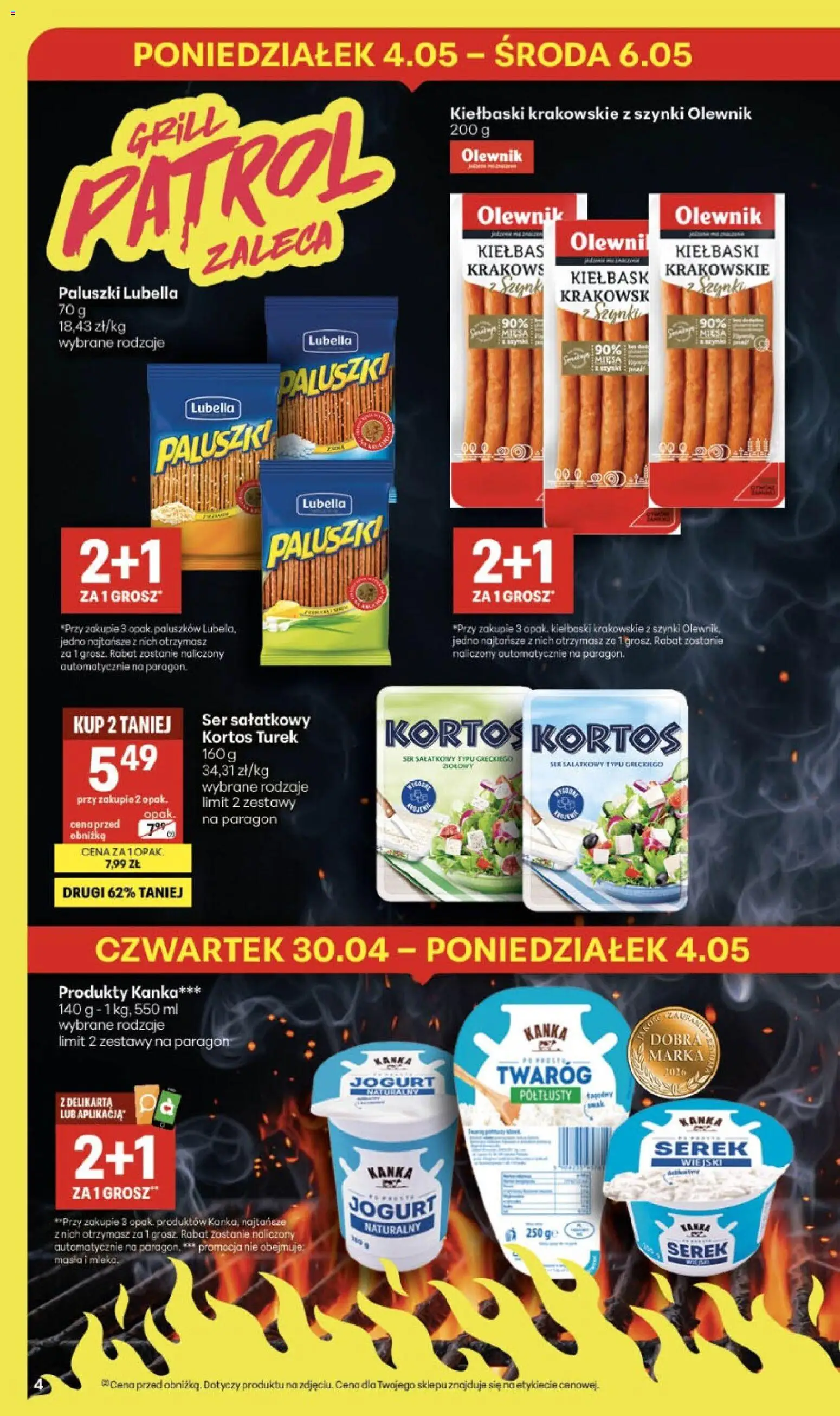 Delikatesy Centrum gazetka - Sklepy Własne od 30.04.2026 | Strona: 4 | Produkty: Serek, Kiełbaski, Ser, Jogurt