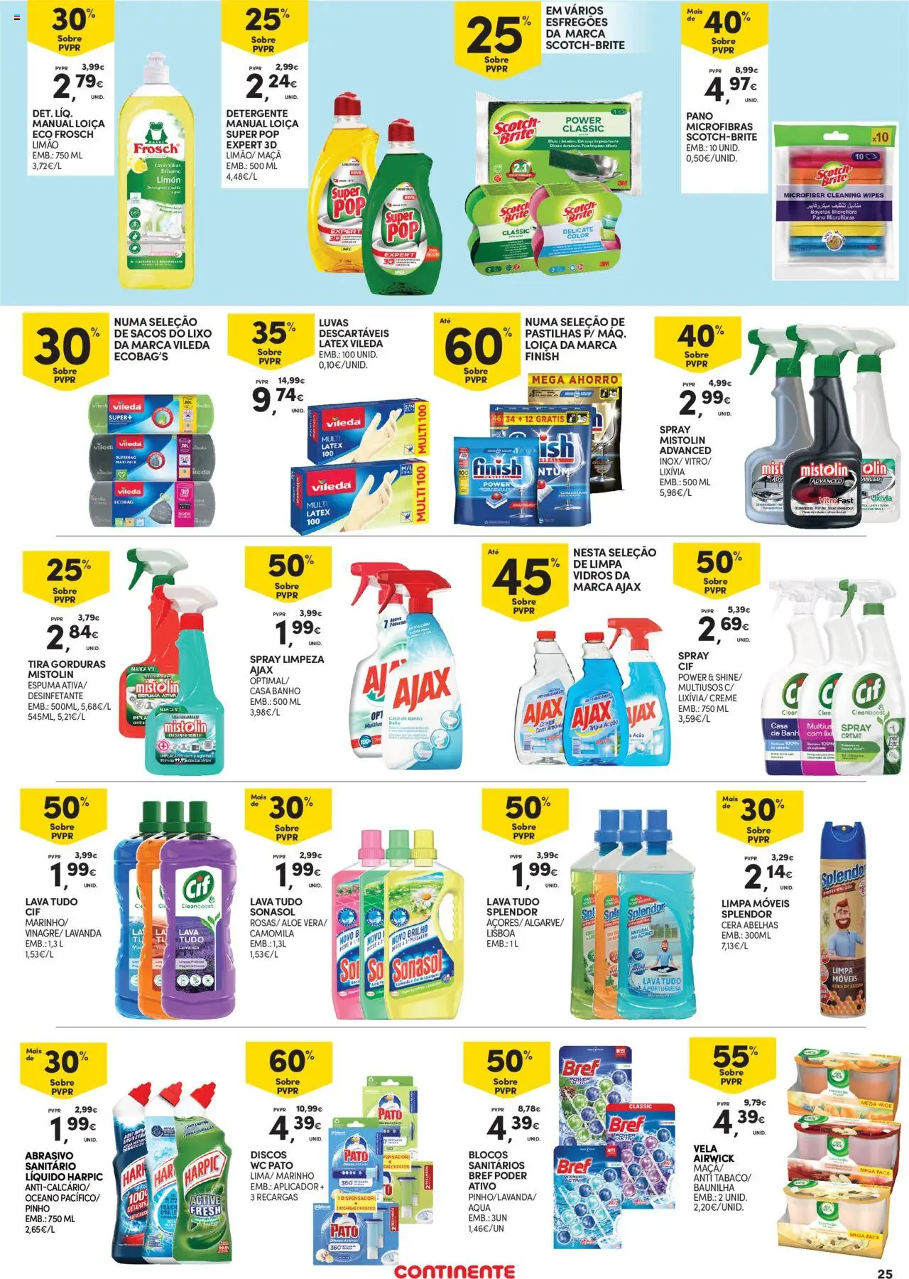 Continente - Açores │ válido de 18.09.2025 | Página: 25 | Produtos: Limpa vidros, Casa de banho, Banho, Maça
