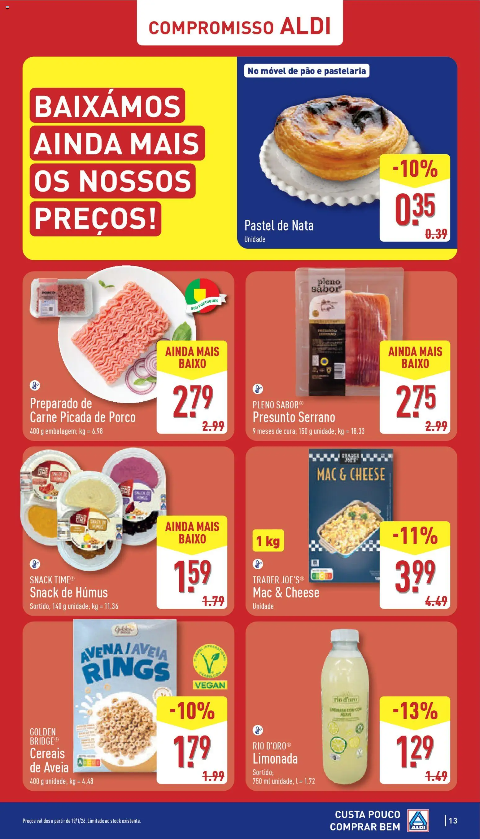 Aldi folheto │ válido de 02.02.2026 | Página: 13 | Produtos: Aveia, Carne picada, Nata, Cereais