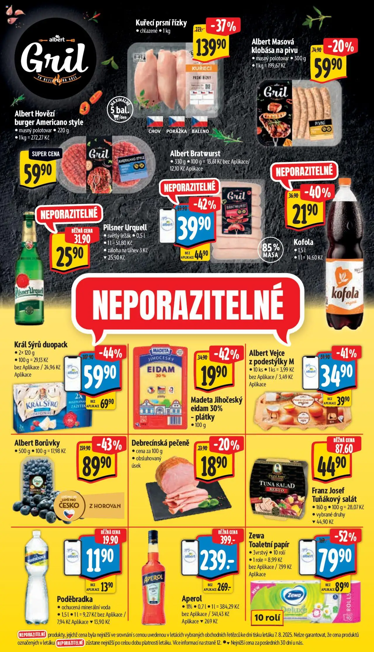 Albert leták - Supermarket od 13.08.2025 | Strana: 43 | Produkty: Burger, Hovězí, Kuřecí prsní řízky, Láhev