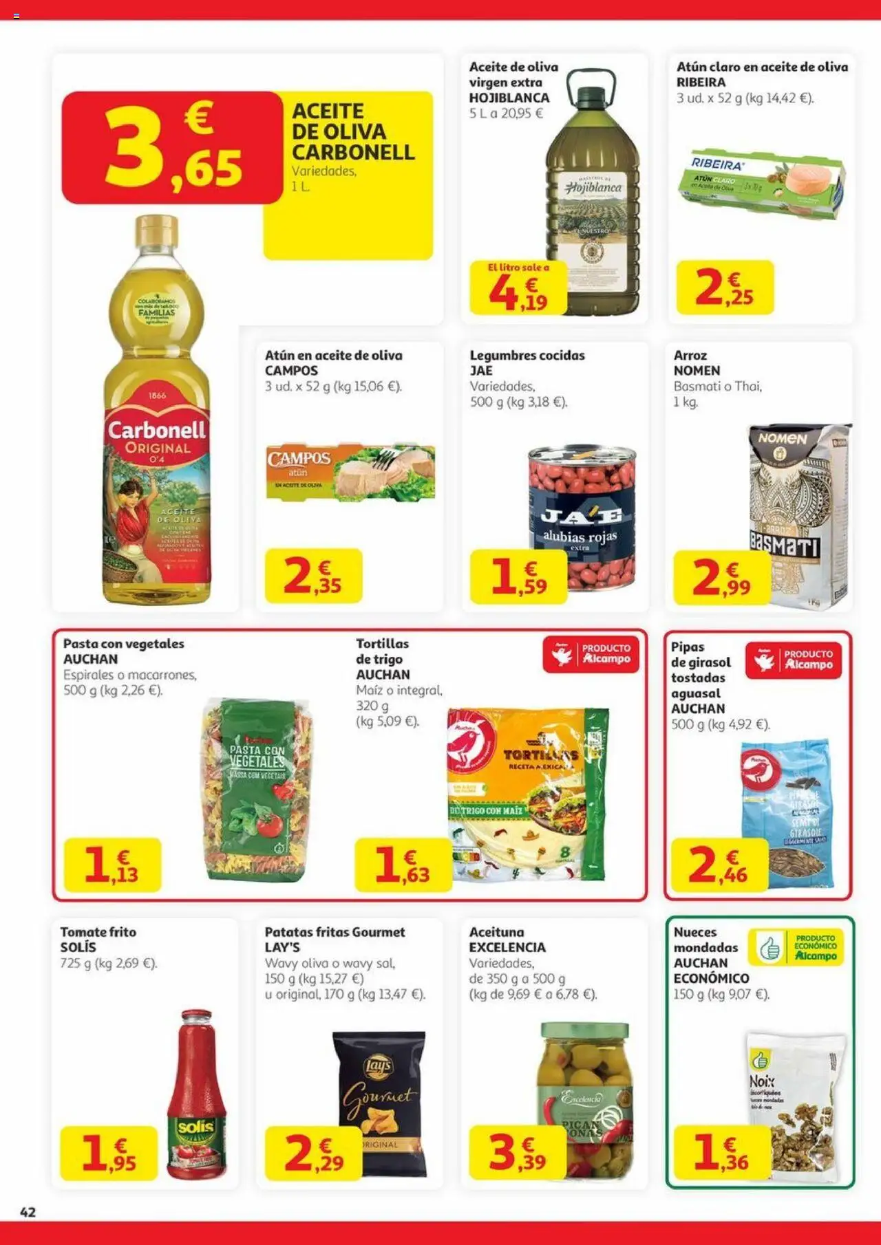 Alcampo - Canarias │ válido desde el 14.08.2025 | Página: 42 | Productos: Aceite, Arroz, Pasta, Atún claro