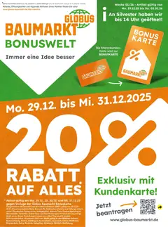 Globus Baumarkt - Prospekt für Schweinfurt ab 29.12.2025 gültig