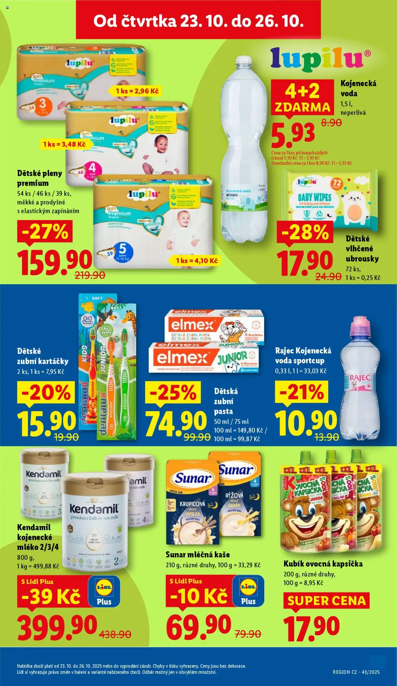 Lidl leták od 23.10.2025 | Strana: 47 | Produkty: Zubní pasta, Ovocná kapsička, Ubrousky, Kendamil