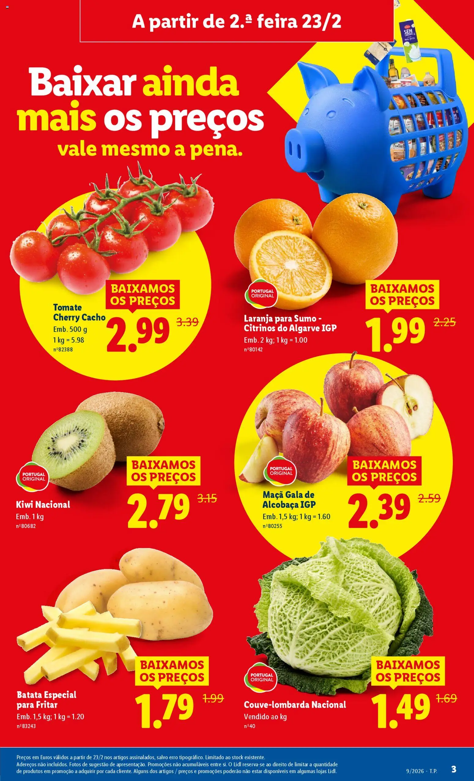 Lidl folheto │ válido de 23.02.2026 | Página: 3 | Produtos: Batata, Maça, Sumo, Kiwi