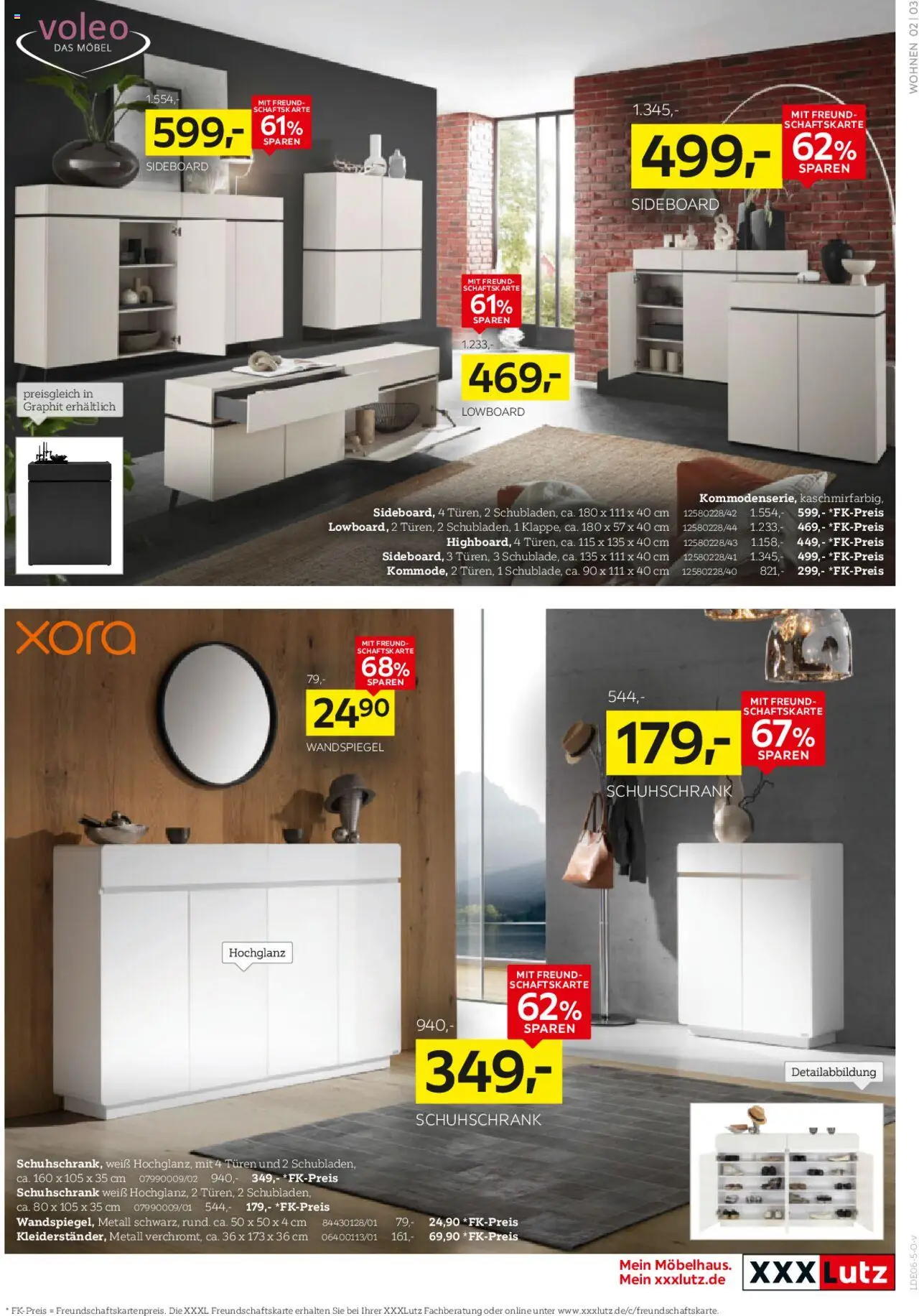 XXXL Lutz XORA Aufbewahrung, Stauraum & Dekoration - gültig ab dem 15.06.2025 | Seite: 3 | Produkte: Sideboard, Lowboard, Wandspiegel