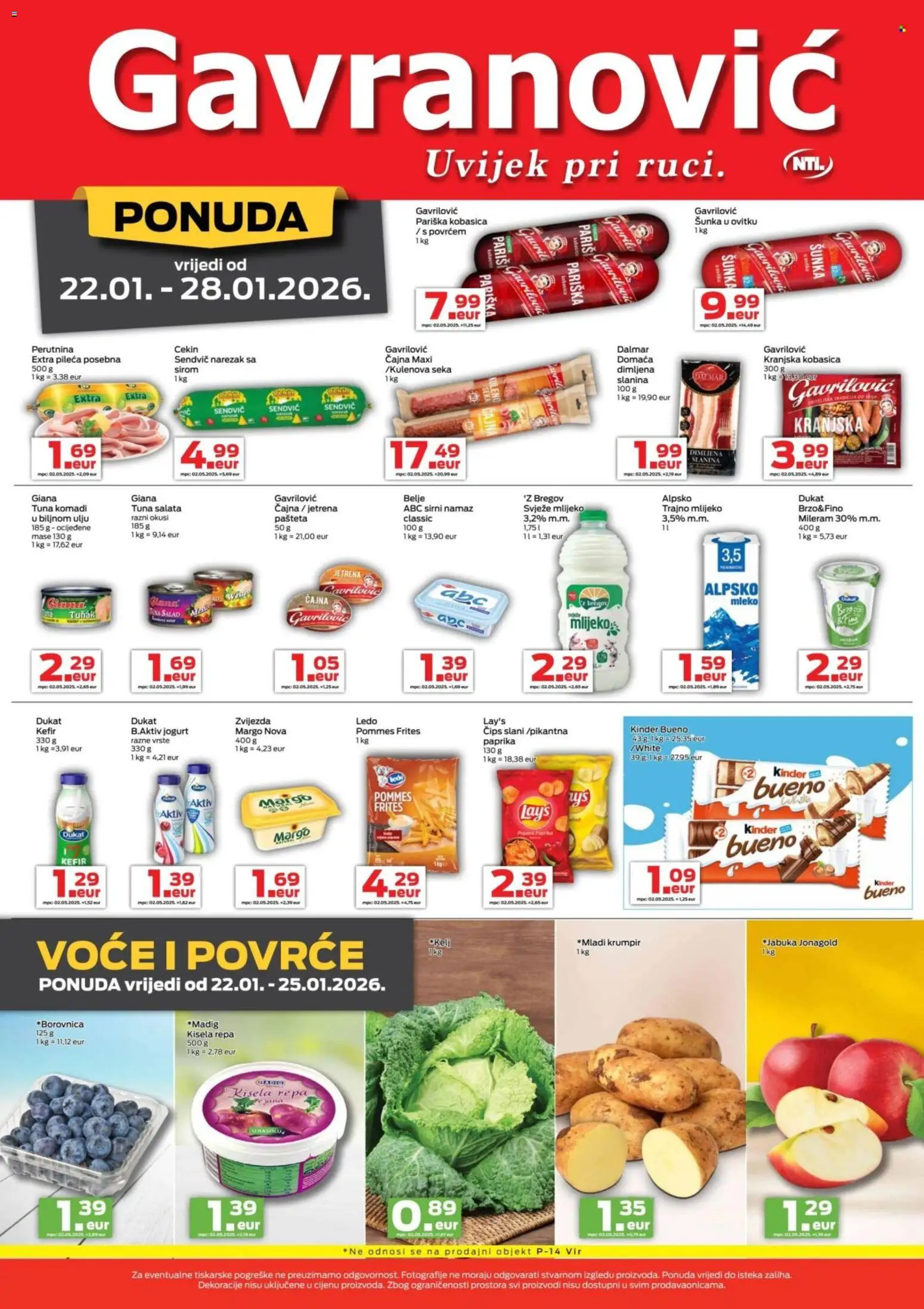 Gavranović katalog | vrijedi od 22.01.2026 | Stranica: 2 | Proizvodi: Mlijeko, Jogurt, Šunka, Slanina