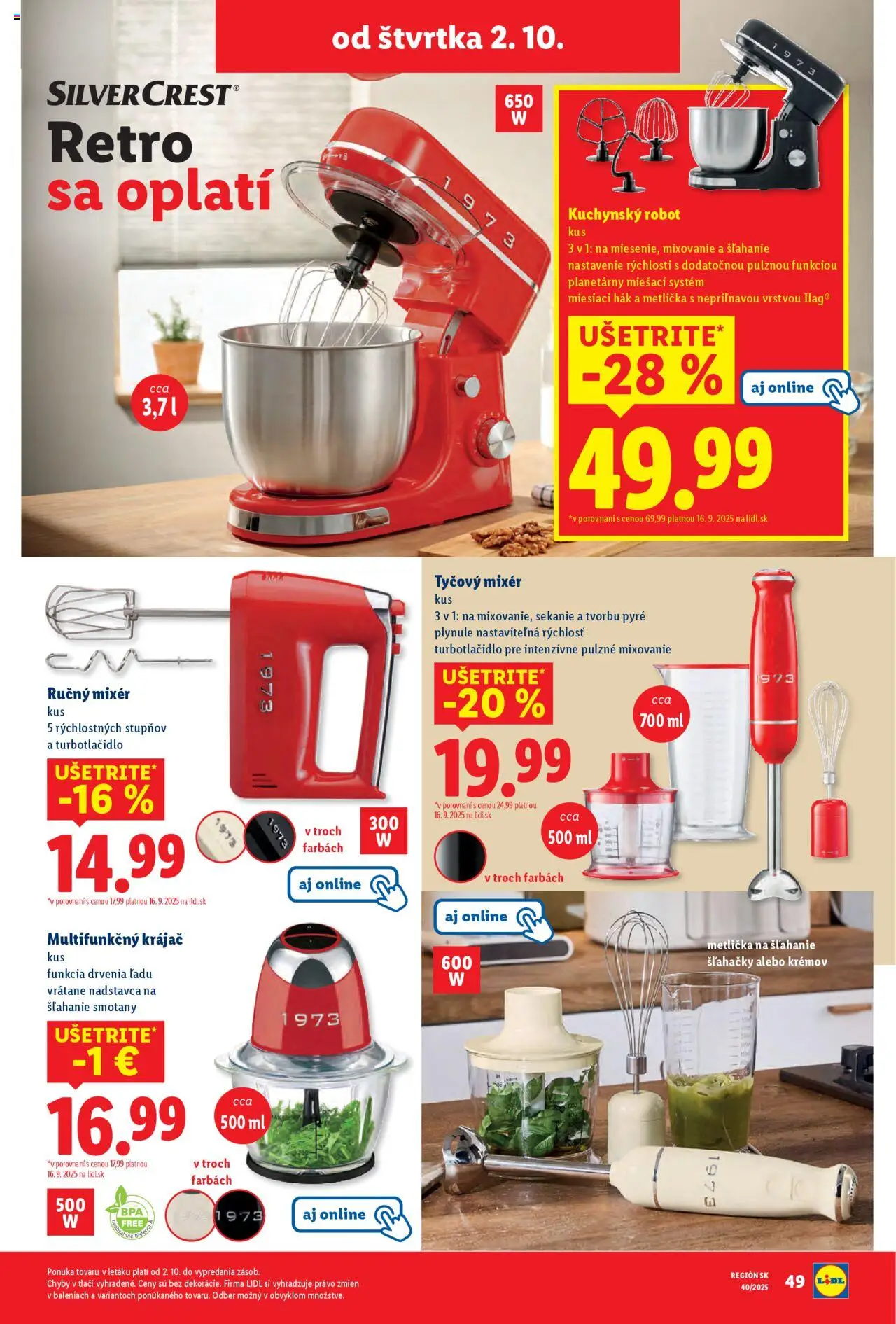 Nové Lidl akcie – leták je platný od 29.09.2025 | Strana: 79 | Produkty: Ručný mixér, Kuchynský robot, Mixér, Tyčový mixér