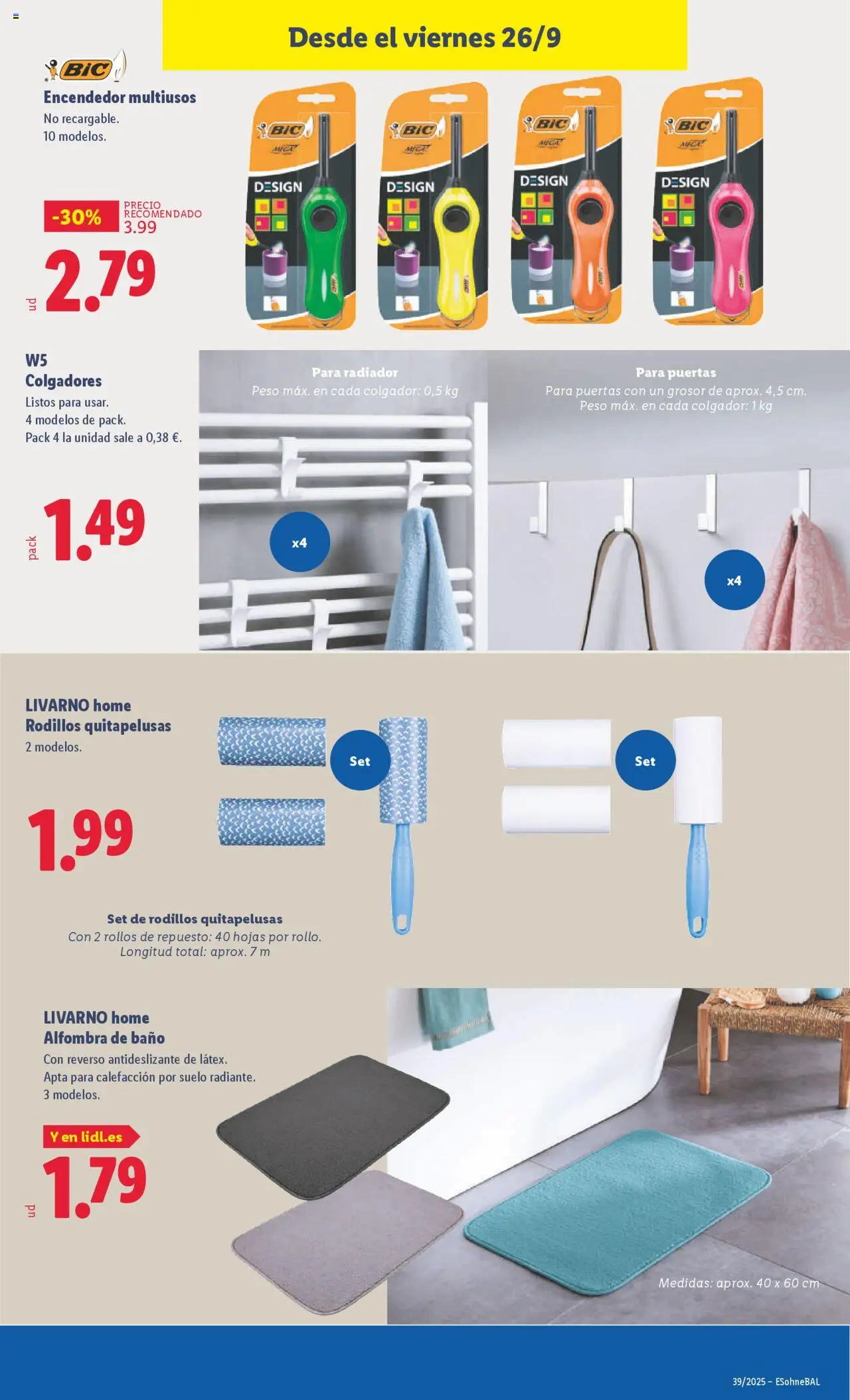 Lidl folleto de bazar │ válido desde el 22.09.2025 | Página: 25 | Productos: Peso, Table pliante, Radiador, Alfombra