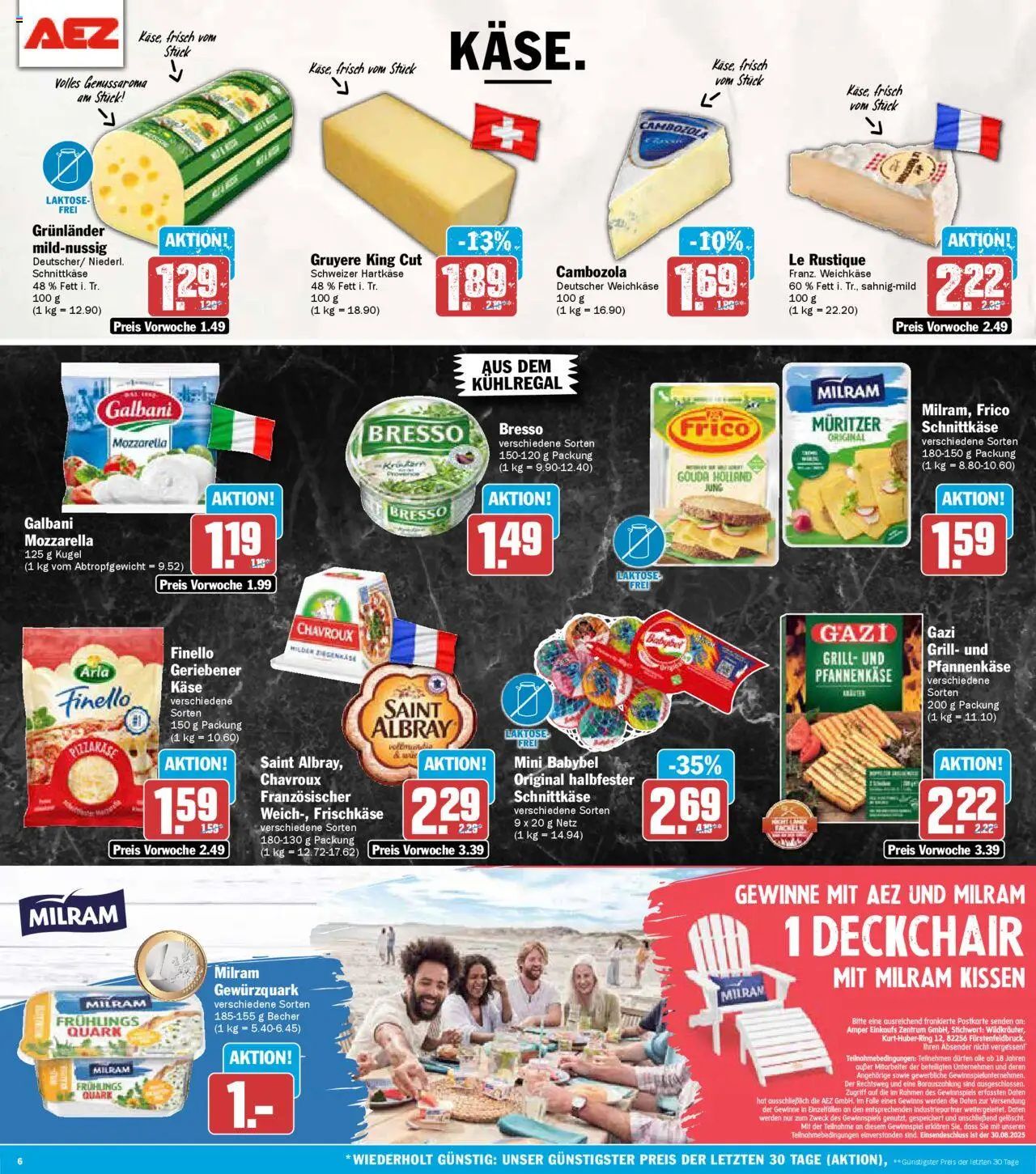 AEZ Prospekt 	 - gültig ab dem 18.08.2025 | Seite: 6 | Produkte: Mozzarella, Gouda, Grunlander, Frischkase