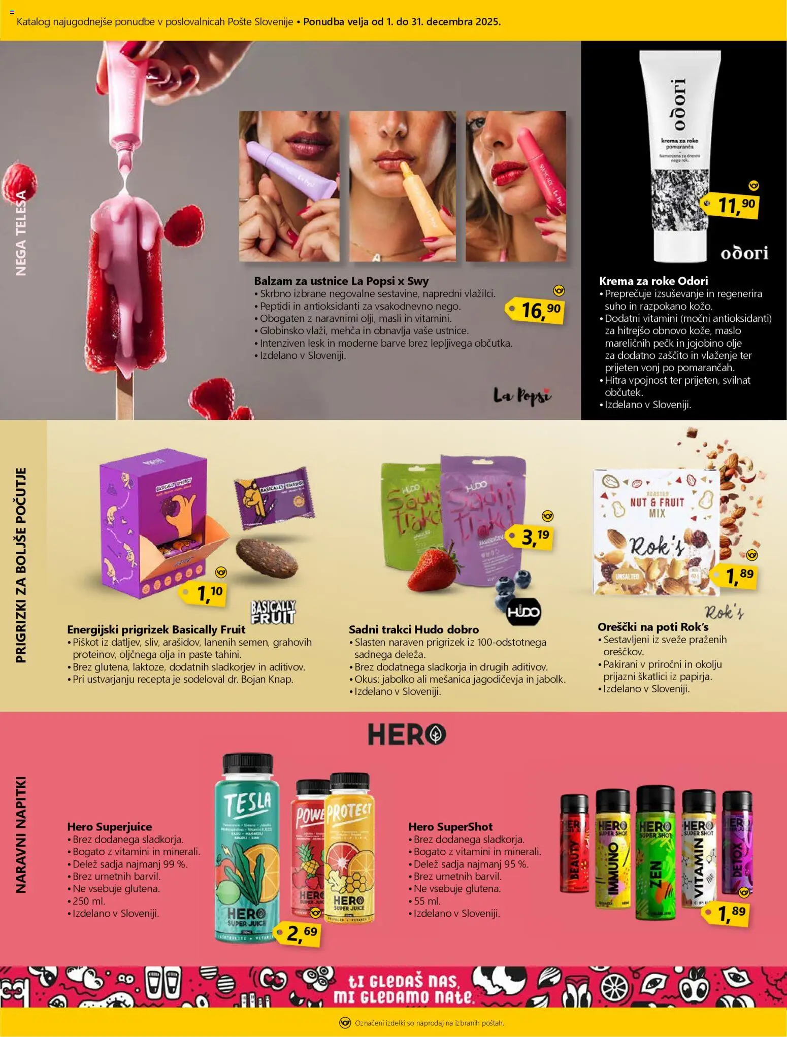 Novi Pošta Slovenije katalog ponudbe – veljaven od 01.12.2025 | Stran: 13 | Izdelki: Napitki, Maslo, Prigrizki, Orescki