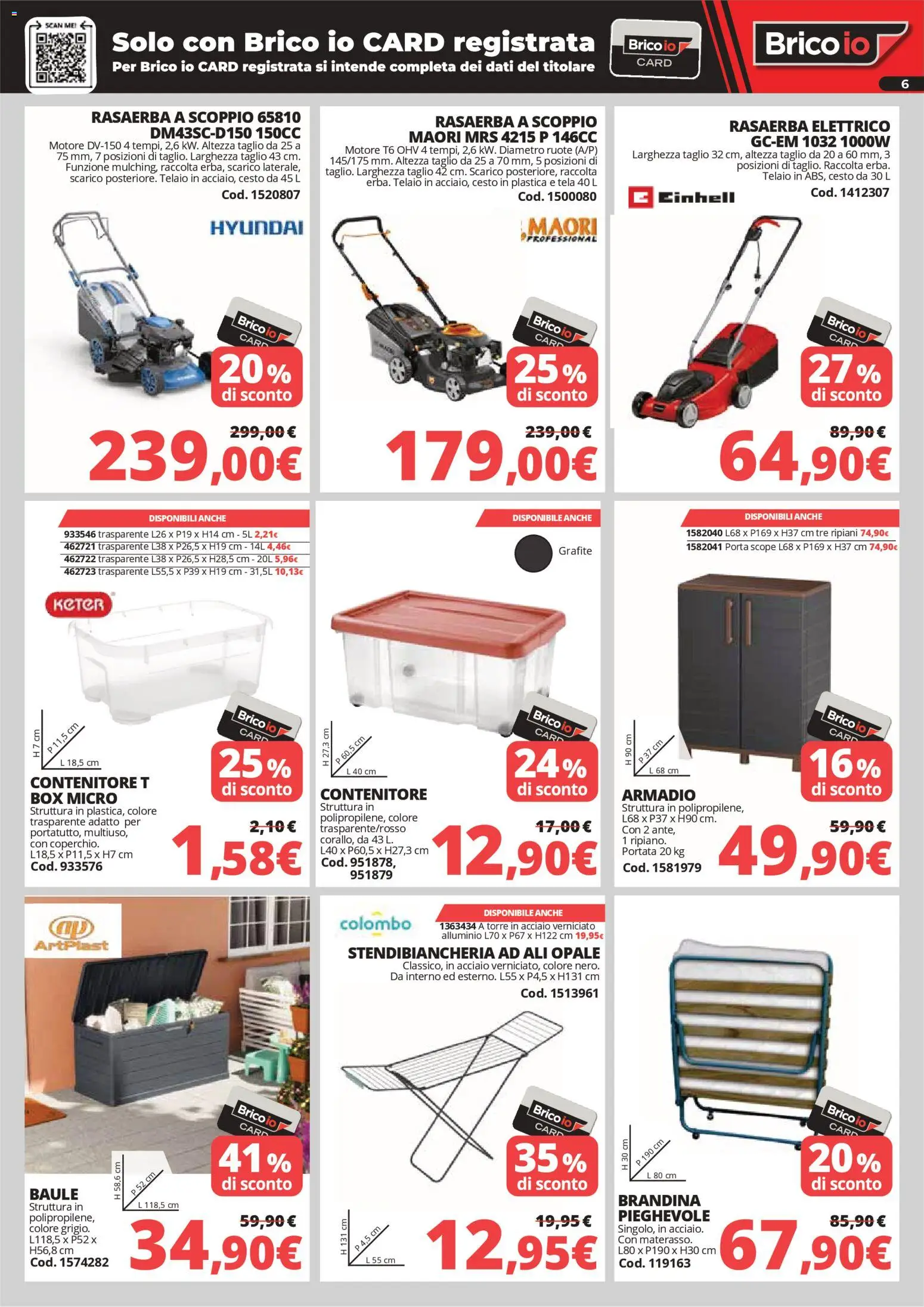 Volantino Brico io del 02.04.2026 | Pagina: 6 | Prodotti: Stendibiancheria, Baule, Contenitore, Alluminio