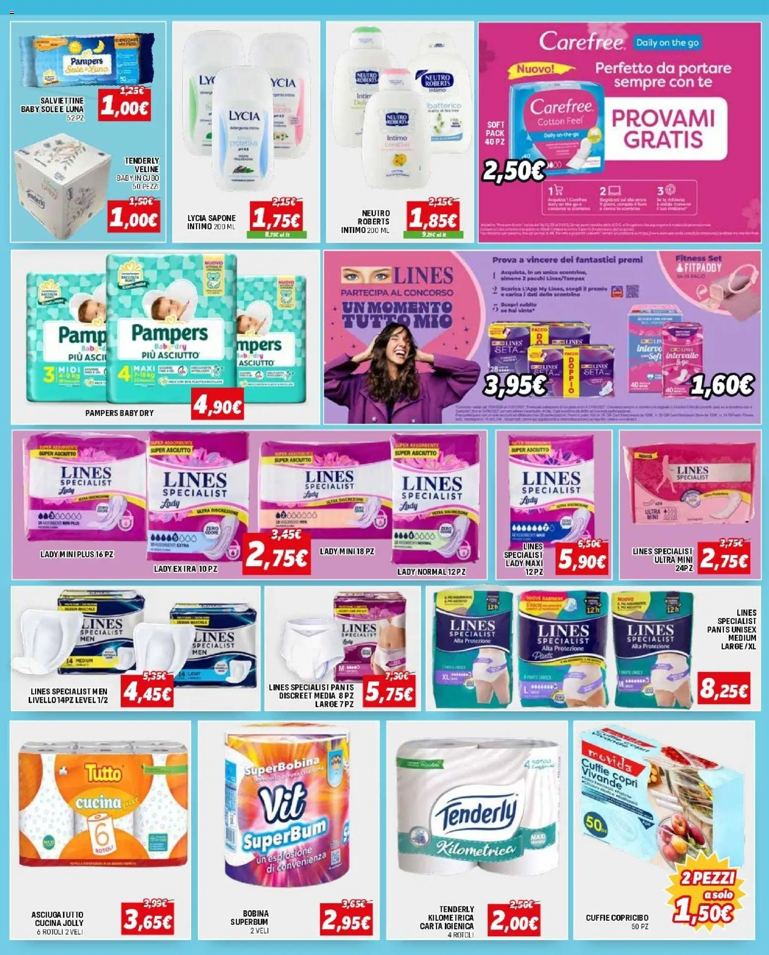 Volantino Orizzonte del 09.04.2026 | Pagina: 5 | Prodotti: Veline, The, Pampers, Asciugatutto