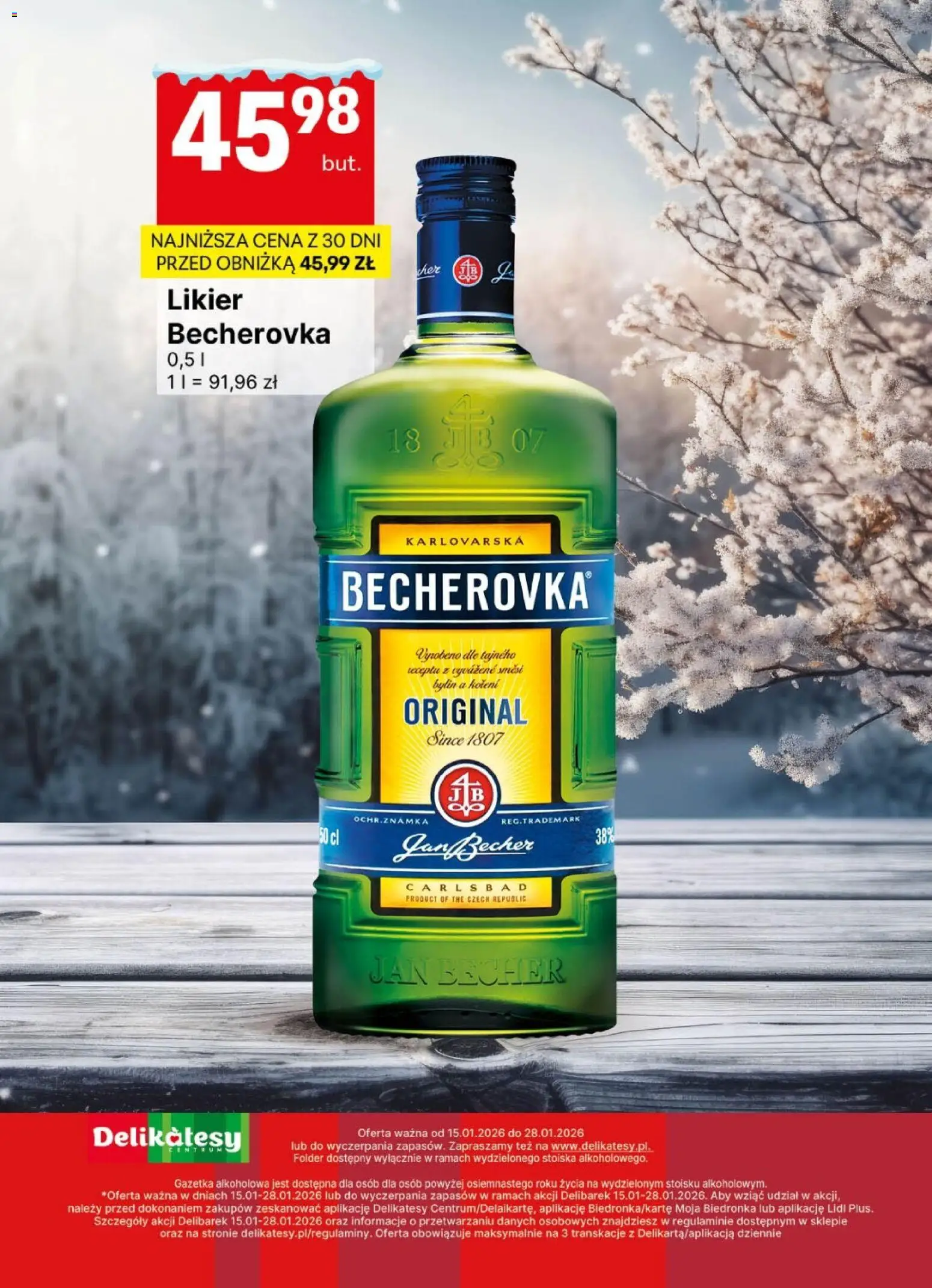 Delikatesy Centrum Gazetka - DeliBarek od 15.01.2026 | Strona: 15 | Produkty: Delikatesy, Becherovka